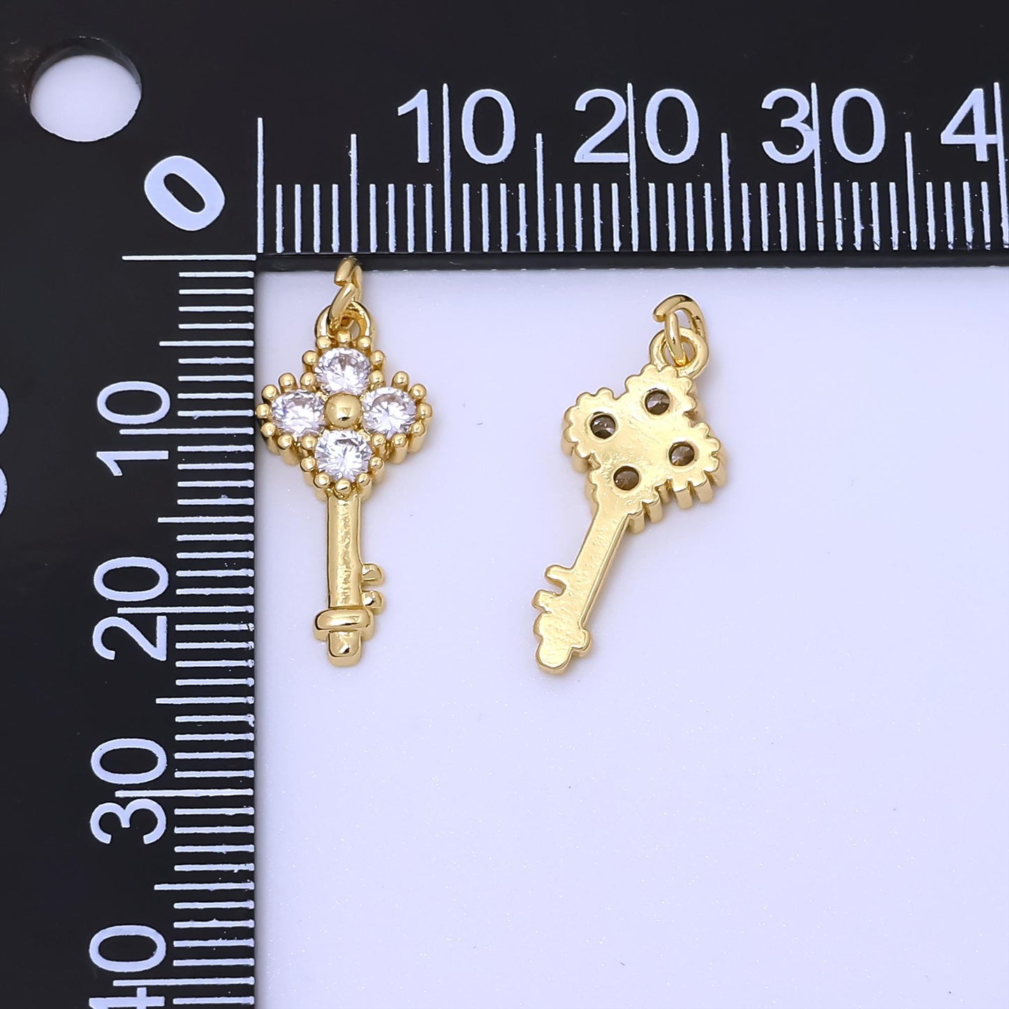 Dainty gold micro pave cz key pendant charm for diy jewelry ac-246