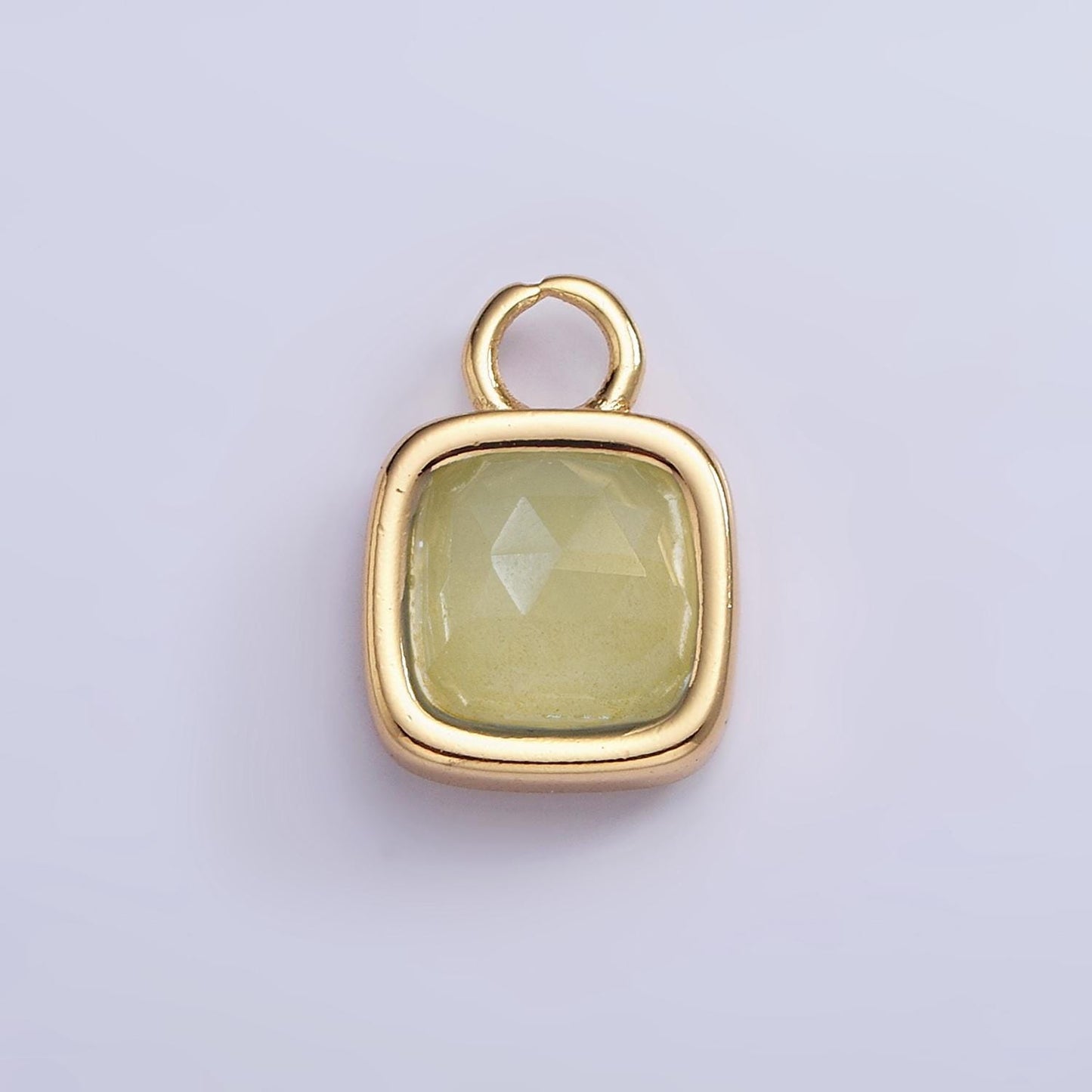 16k gold filled square multifaceted natural gemstone personalized tag add-on charm birthstone charm earring bracelet supply | ac1466