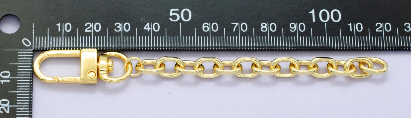 24K Gold Filled 5-Inch Cable Chain Bag Purse Charm Swivel Keychain Findings | WA-2898