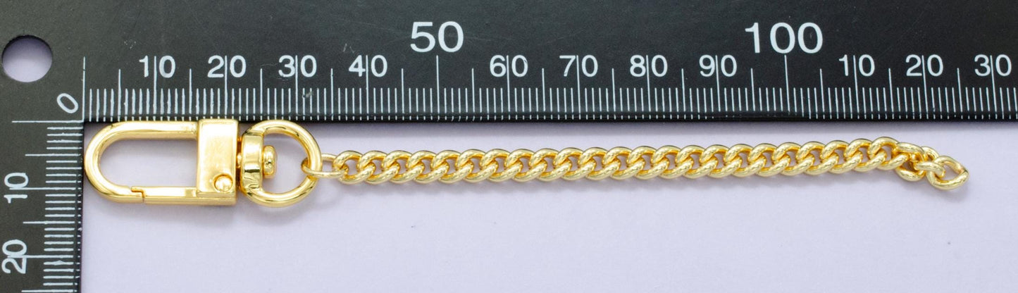 Street Wear 24k Gold Filled Miami Cuban Curb chain 5 inch for Bag Charm Supply DIY Supply for Purse Charm Jewelry Making WA-2904