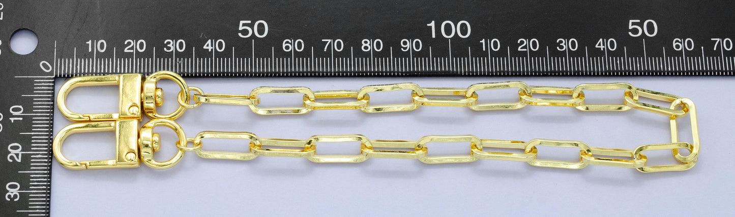 Chunky 24k Gold Filled Paper Clip chain 11.5 inch for Bag Charm Supply DIY Supply for Tote Purse Charm Jewelry Making WA-2934