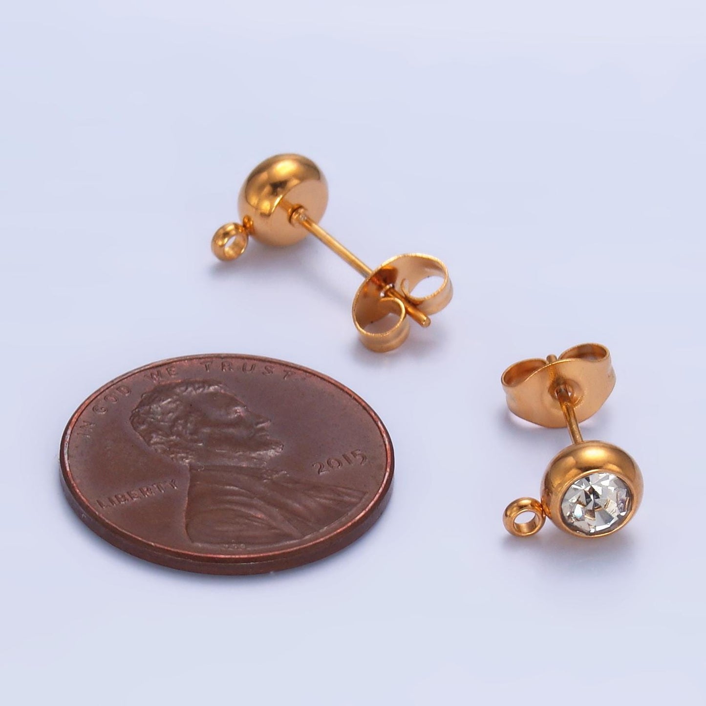 Gold Stainless Steel Round Bezel Cut With Closed Link for Earring Supply charm for earring component jewelry making supply | Z1057