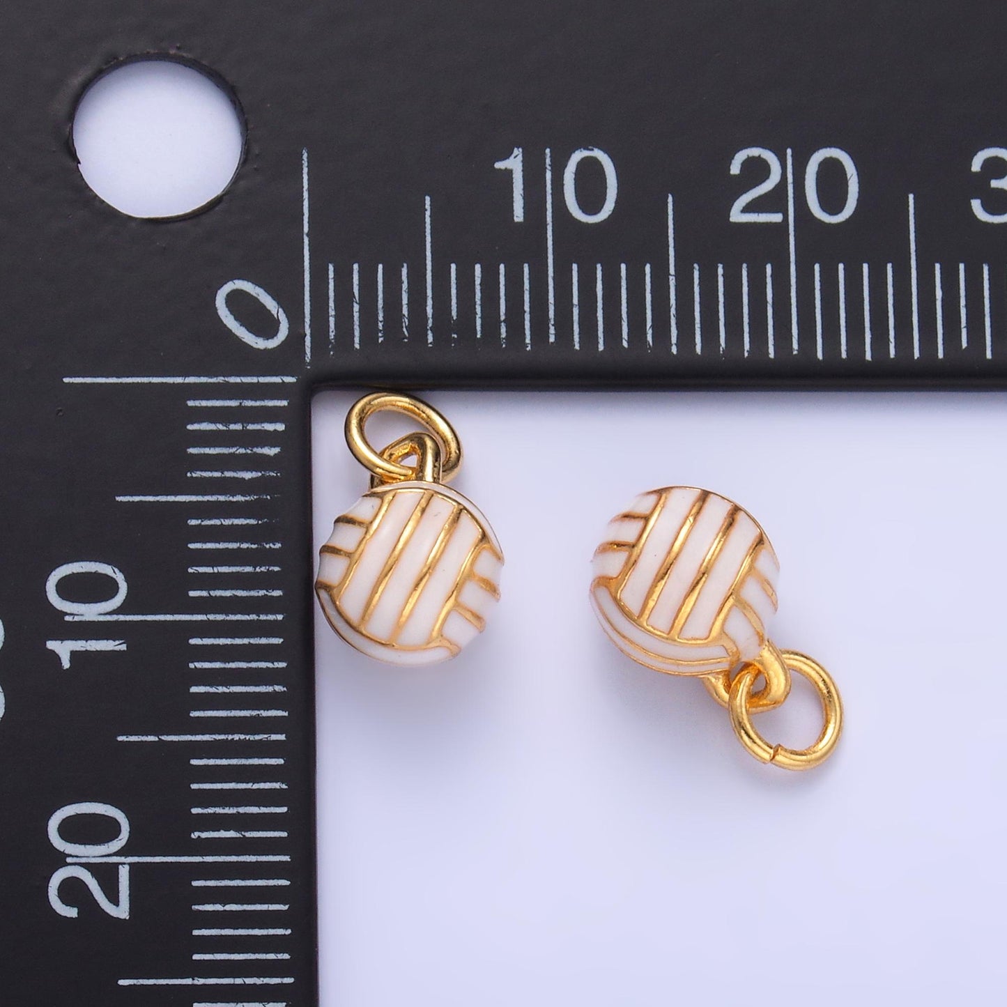 Mini Gold Enamel Volley Ball Charm 24k gold filled sports charm for bracelet necklace jewelry making supply | W434
