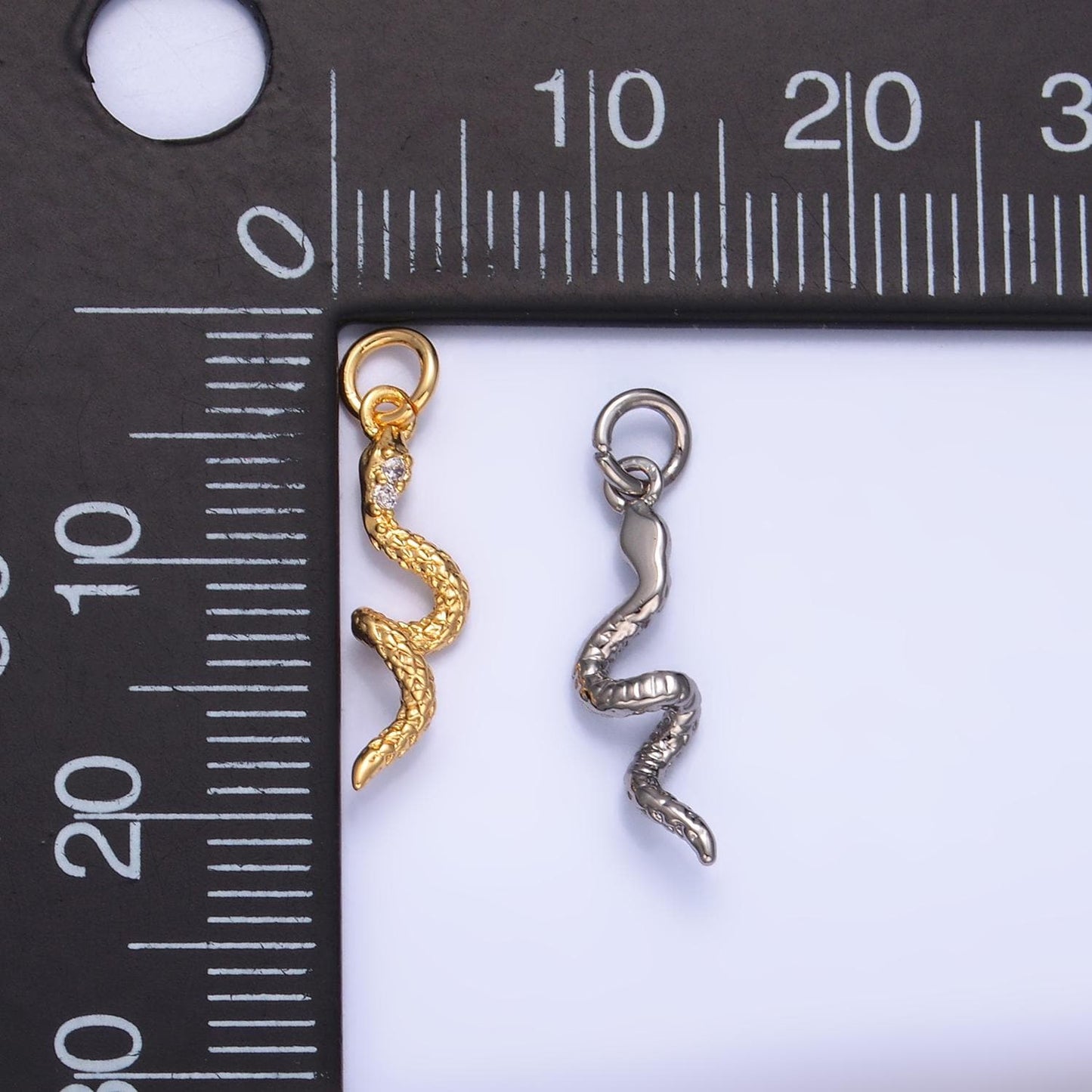 Mini gold snake charm pendant Silver Serpent charms, dainty pendant jewelry in 24k gold filled W796