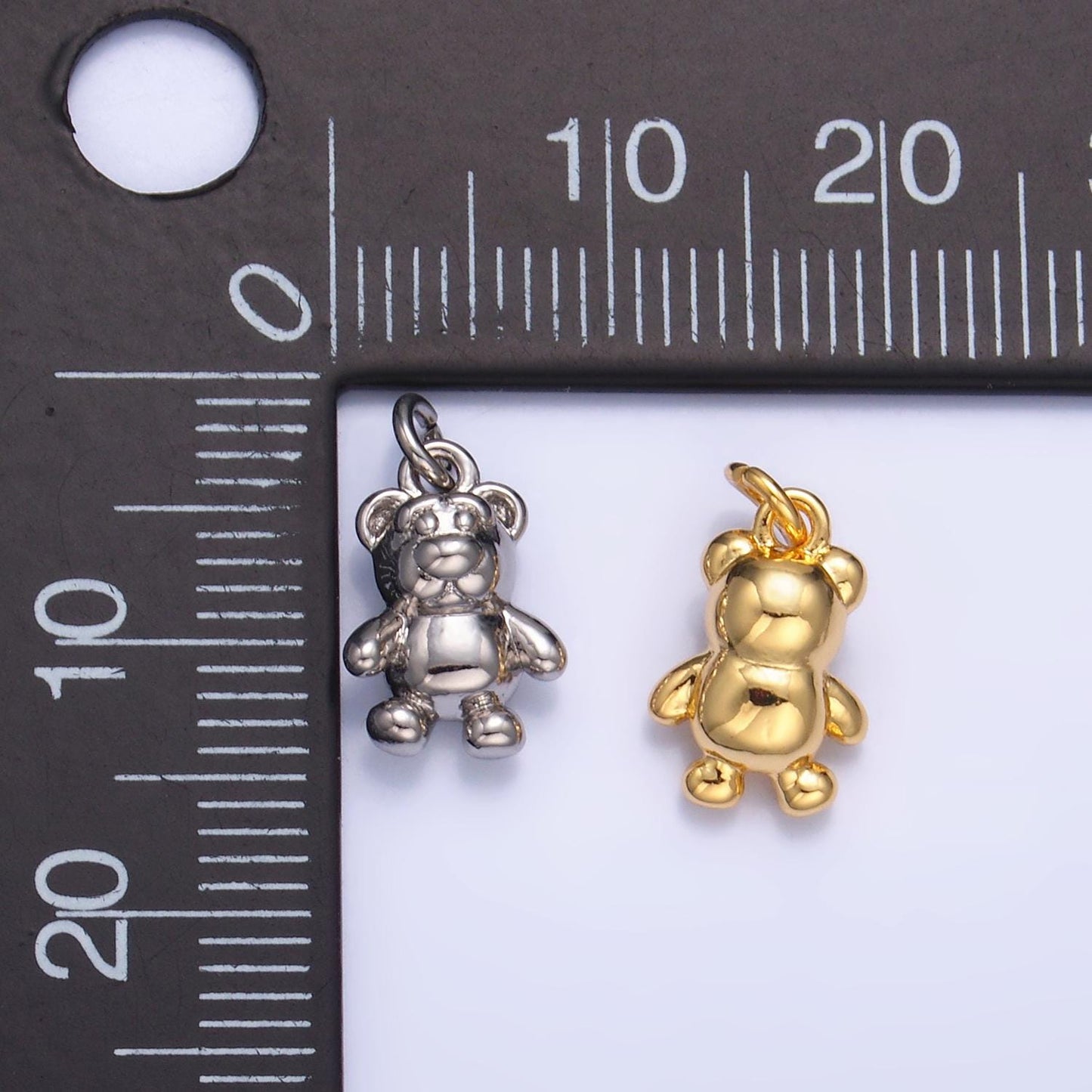 Mini bear pendant dainty teddy bear charm gold small charm silver stuff animal charm for bracelet necklace jewelry making supply W797