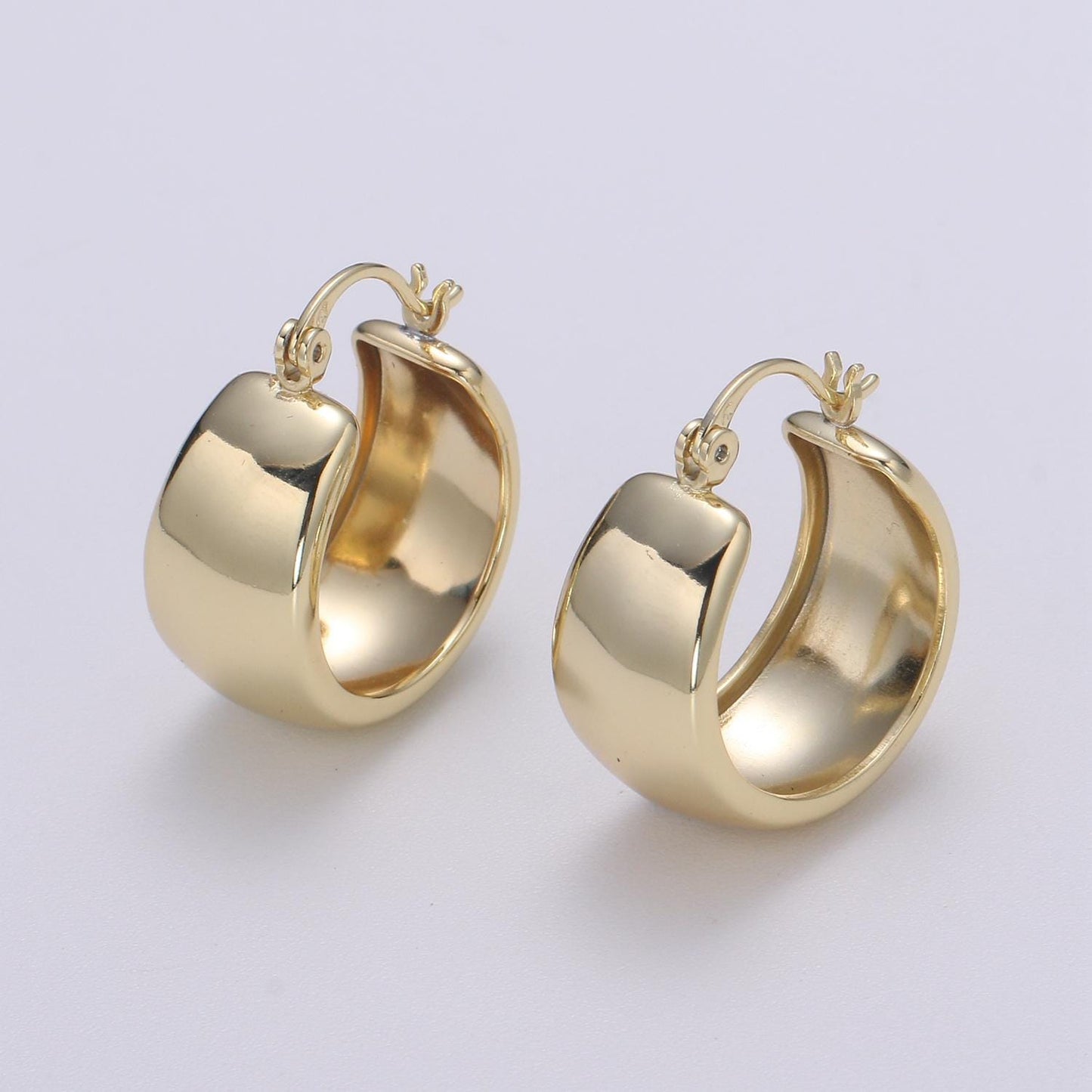Chunky gold earrings, minimalist wide dome hoop earrings in 24k gold filled available in thick gold chunky hoops, p-265