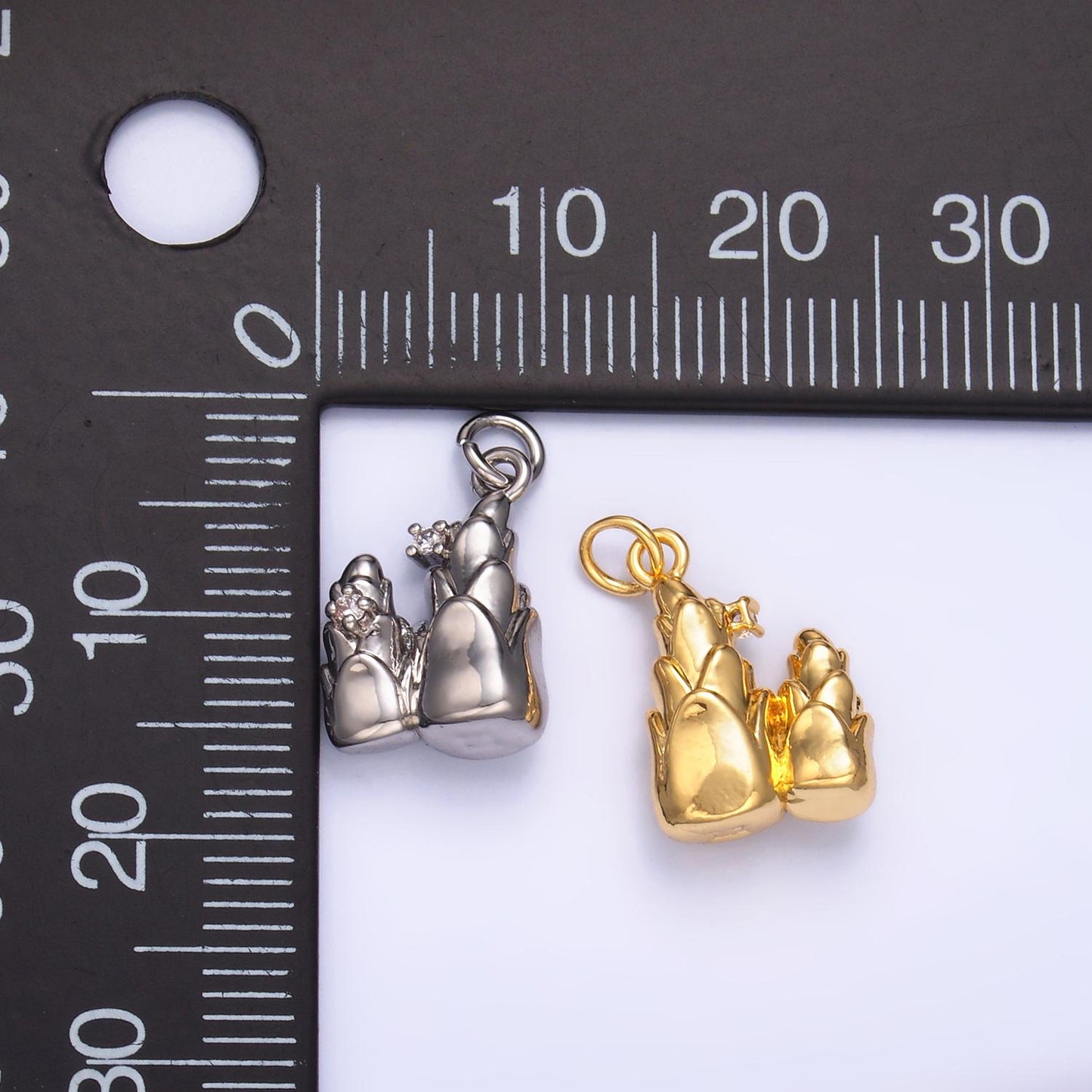24K Gold Filled CZ Flower Charm in Gold & Silver | W827