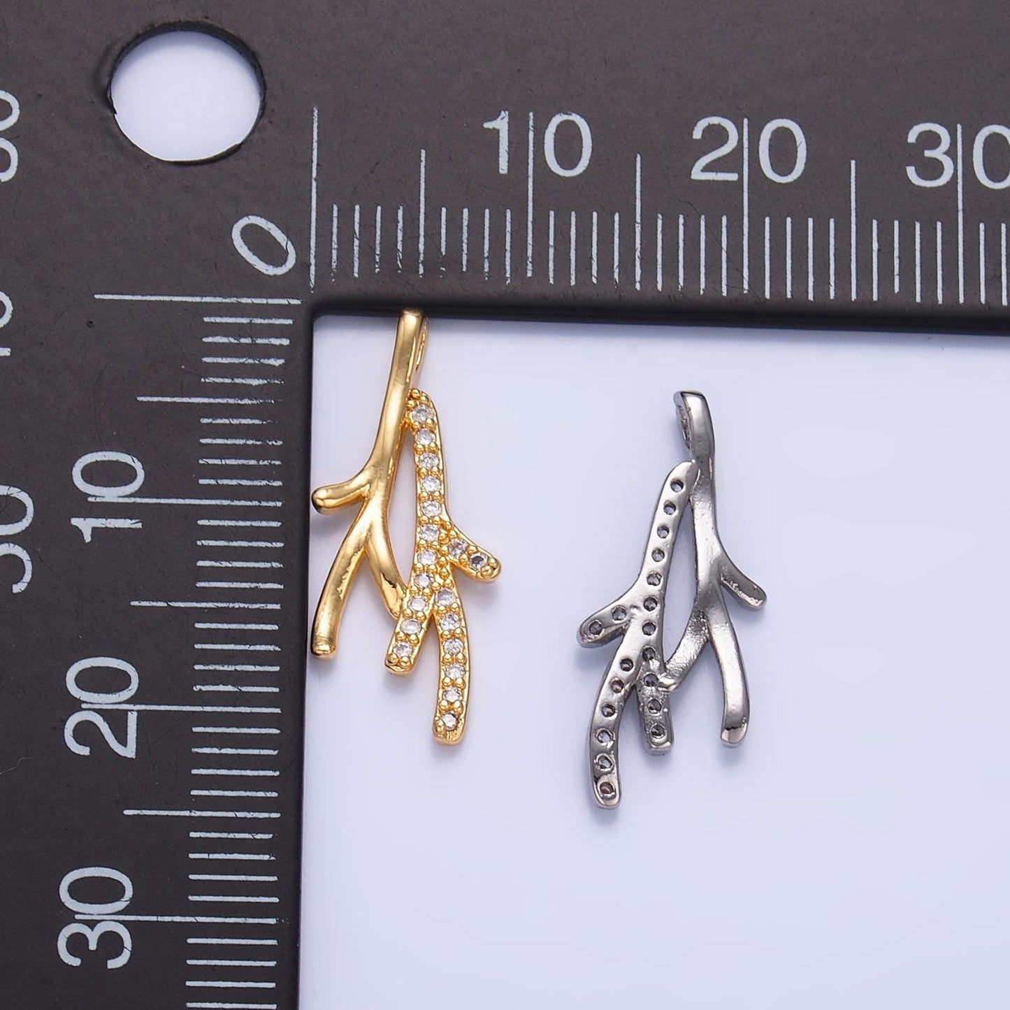 Mini 24K Gold Filled Coral Charm Micro Pave Ocean Charms Dainty Silver Coral Charm for Bracelet Necklace Minimalist Jewelry Supply AA-1446