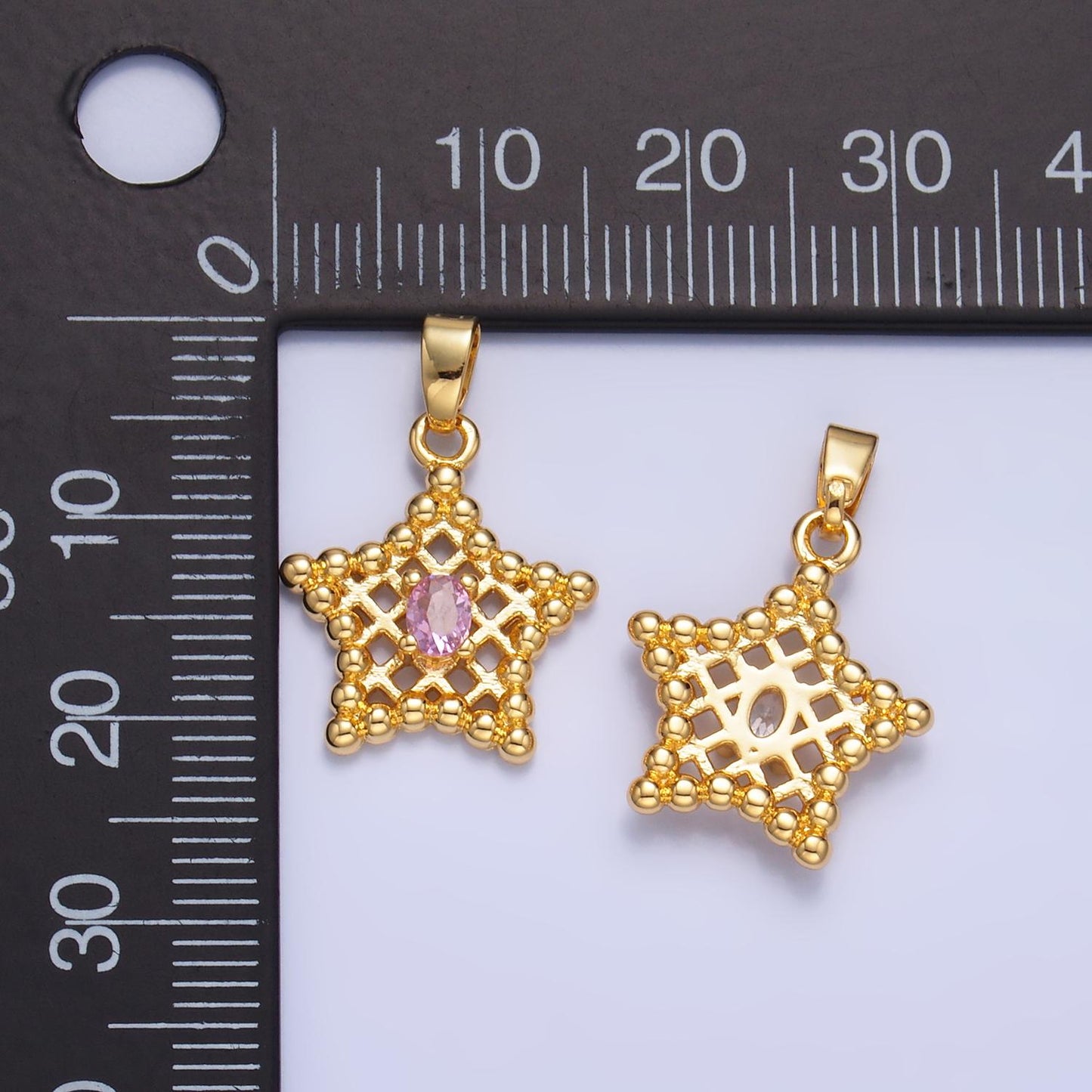 1pc Gold Cubic Beaded Star Charm, Cubic Zirconia Celestial Pendant Charm Bracelet Necklace Charm AA1429