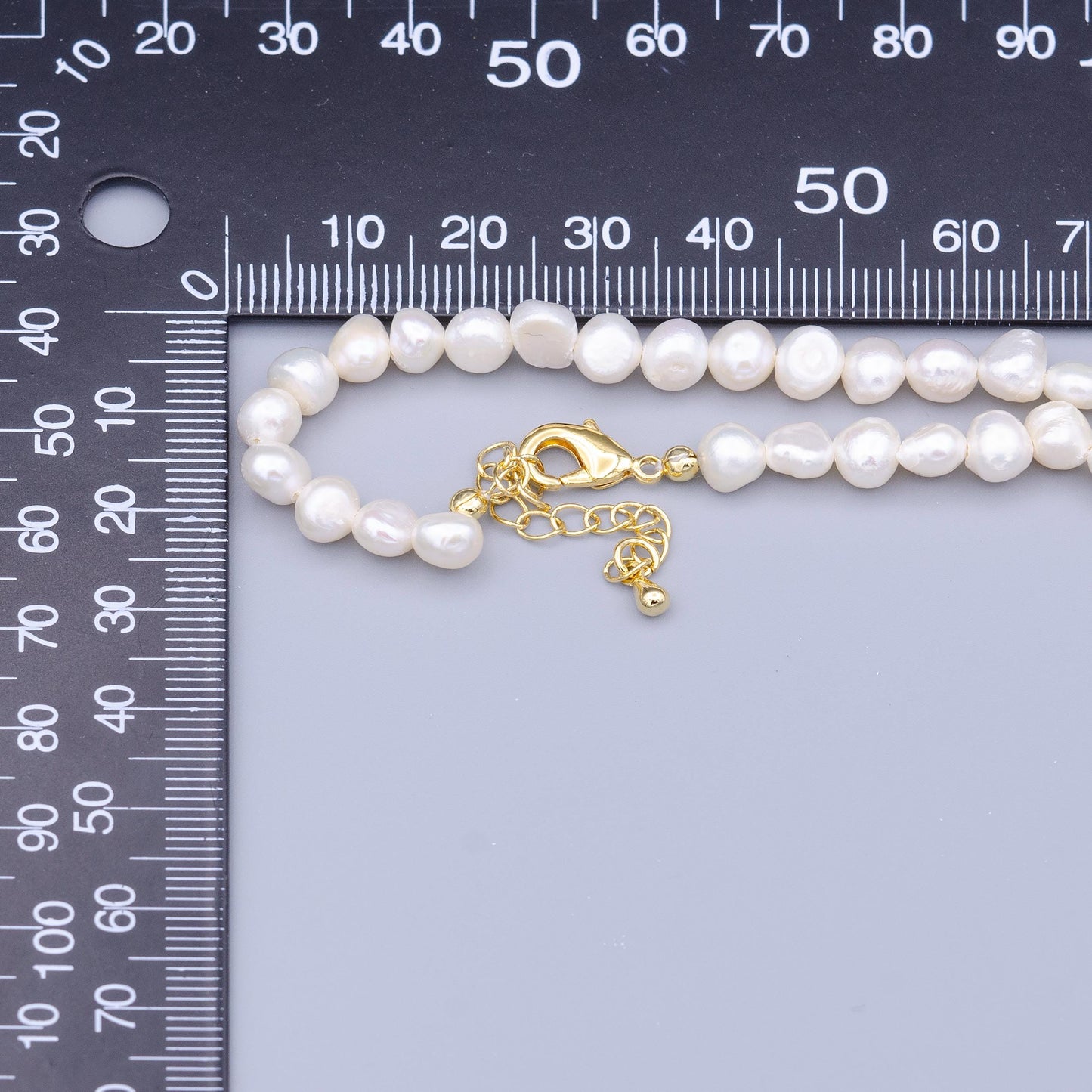 Handmade Pearl choker necklace rice pearl chain necklace mother of pearl necklace, 14 " + 2 " extender necklace beaded gold chain WA2915