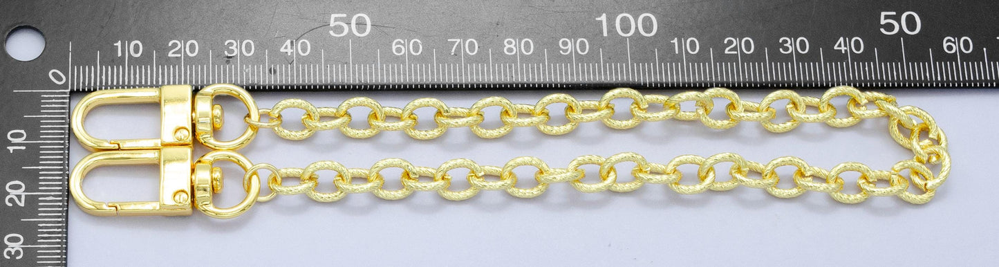 Textured 24k Gold Filled oval Paper Clip chain 11.5 inch for Bag Charm Supply DIY Supply for Tote Purse Charm Jewelry Making WA-2920
