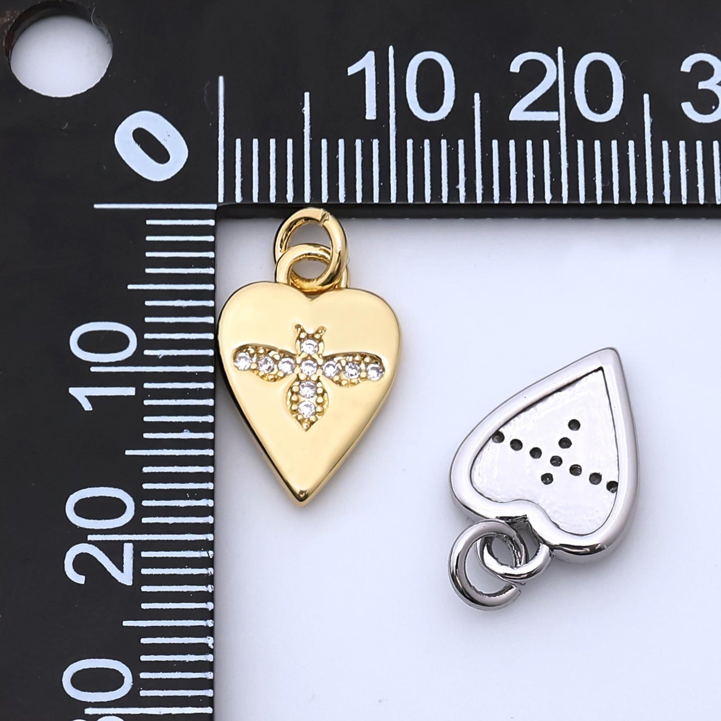Dainty Bee Heart Charm Bumblee Bee Heart dangle charm for necklace bracelet earring Supply, 274