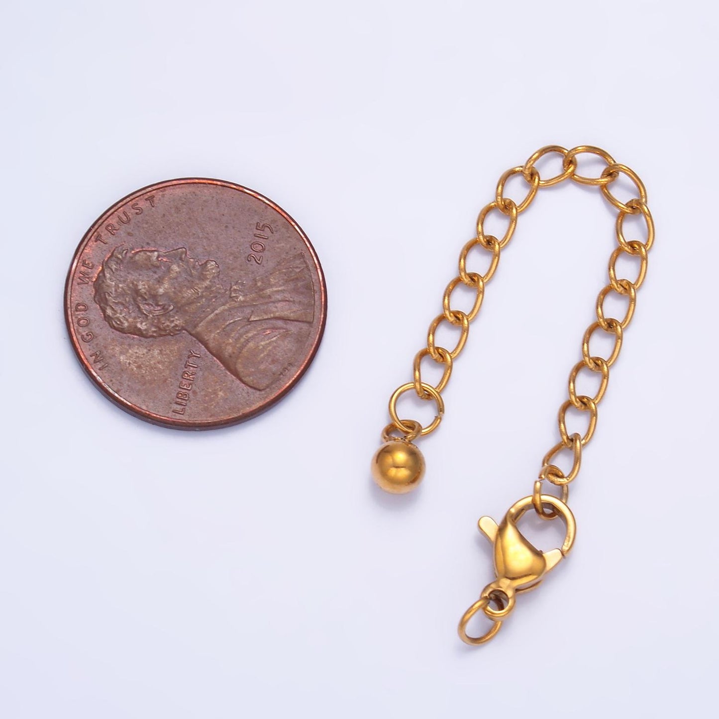 1x PVD Plate Gold Stainless Steel Lobster Claw Clasps w. 2-Inch Extender Findings | Z1061