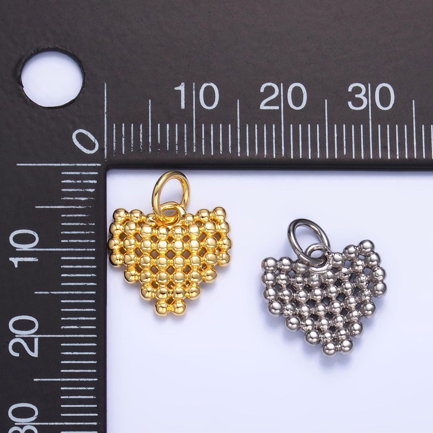 Mini Ball Beaded heart Charm minimalist gold filled charm | W785
