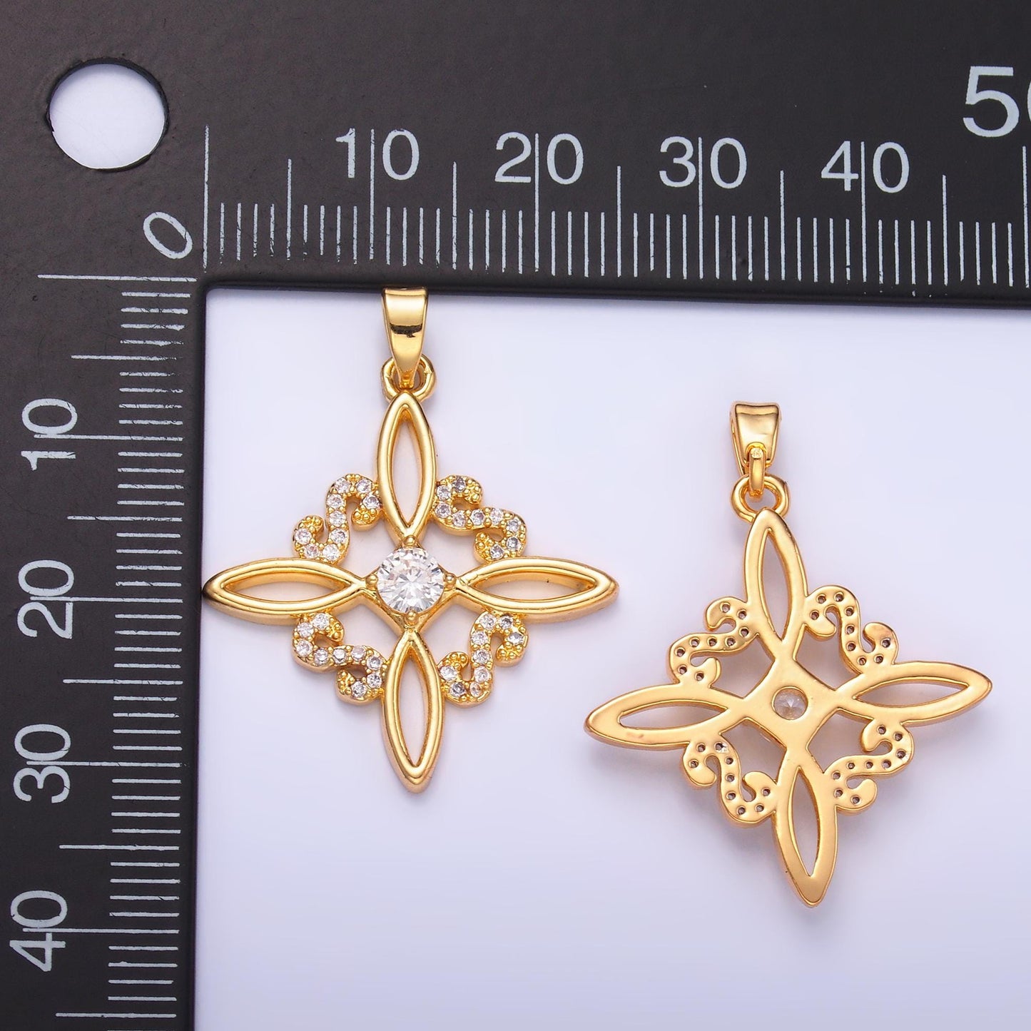 24K Gold Filled Star Charm Irish Scottish Open Knot Design Cross Pendant Charm Eternity Love Strength Statement Necklace AA1435