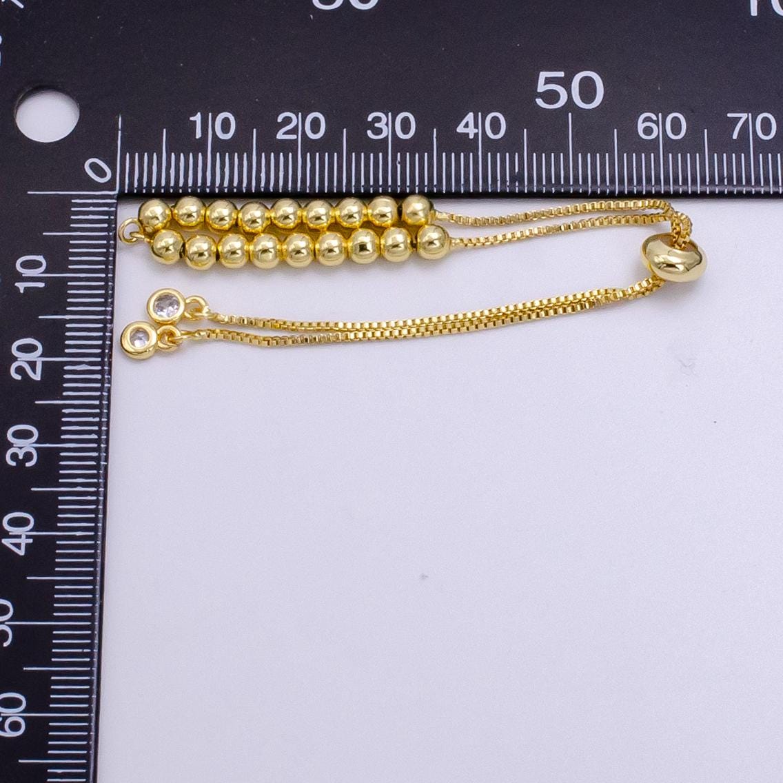 Gold Filled Adjustable bracelet half semi finished with rubber stopper bolo beaded charm bracelet box chain For Jewelry Making Supply L470