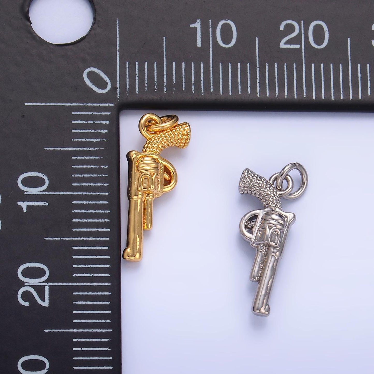 Mini revolver pistol pendant 24k gold plated gun charm, necklace bracelet charm pendant Cowboy Police Inspired Jewelry W798