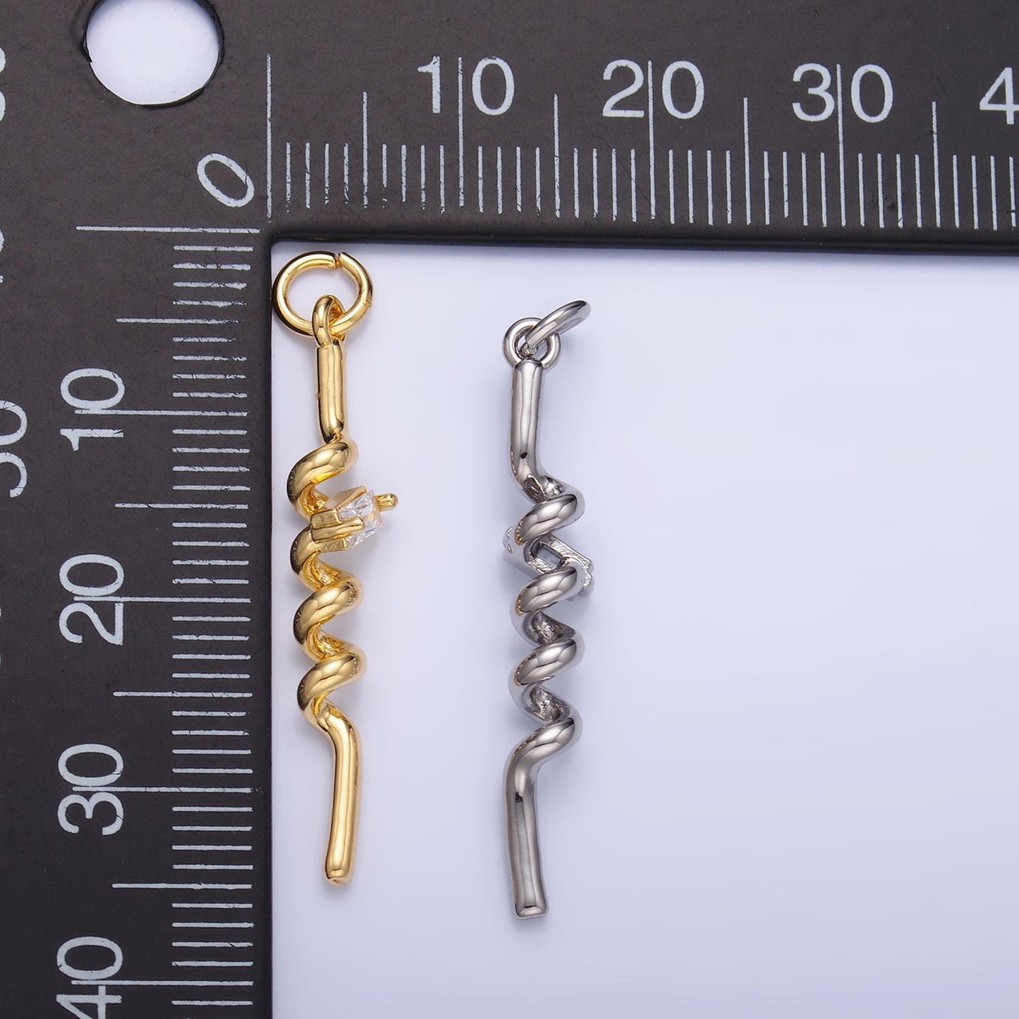 Mini 24K Gold Filled Straw Charm Cubic Clear Mini Twist charm Dainty Silver Drop Charm for Bracelet Necklace Minimalist Jewelry Supply W812