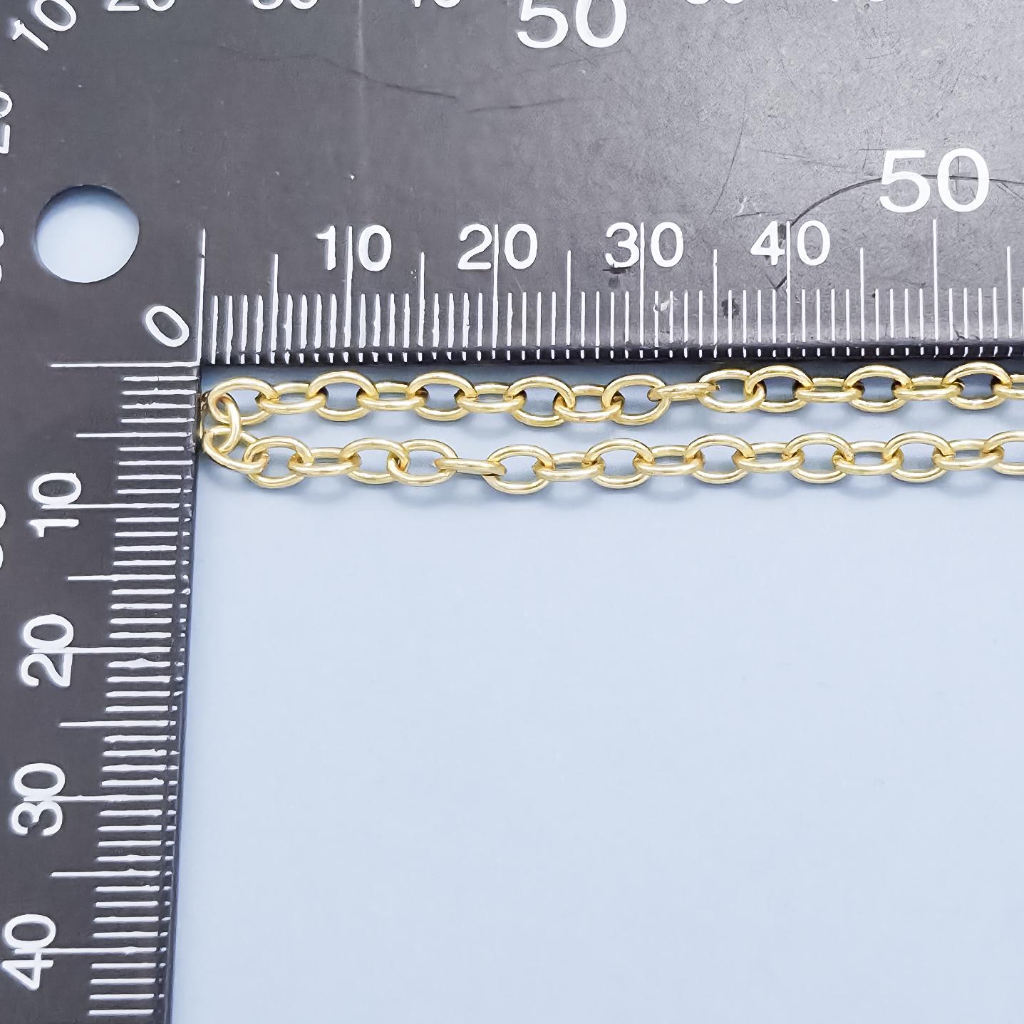 24K Gold Rolo Cable Chain by Yard, Oval Link Chain by Foot, Wholesale bulk Roll Chain for Jewelry Making, Size 5x4mm, 191