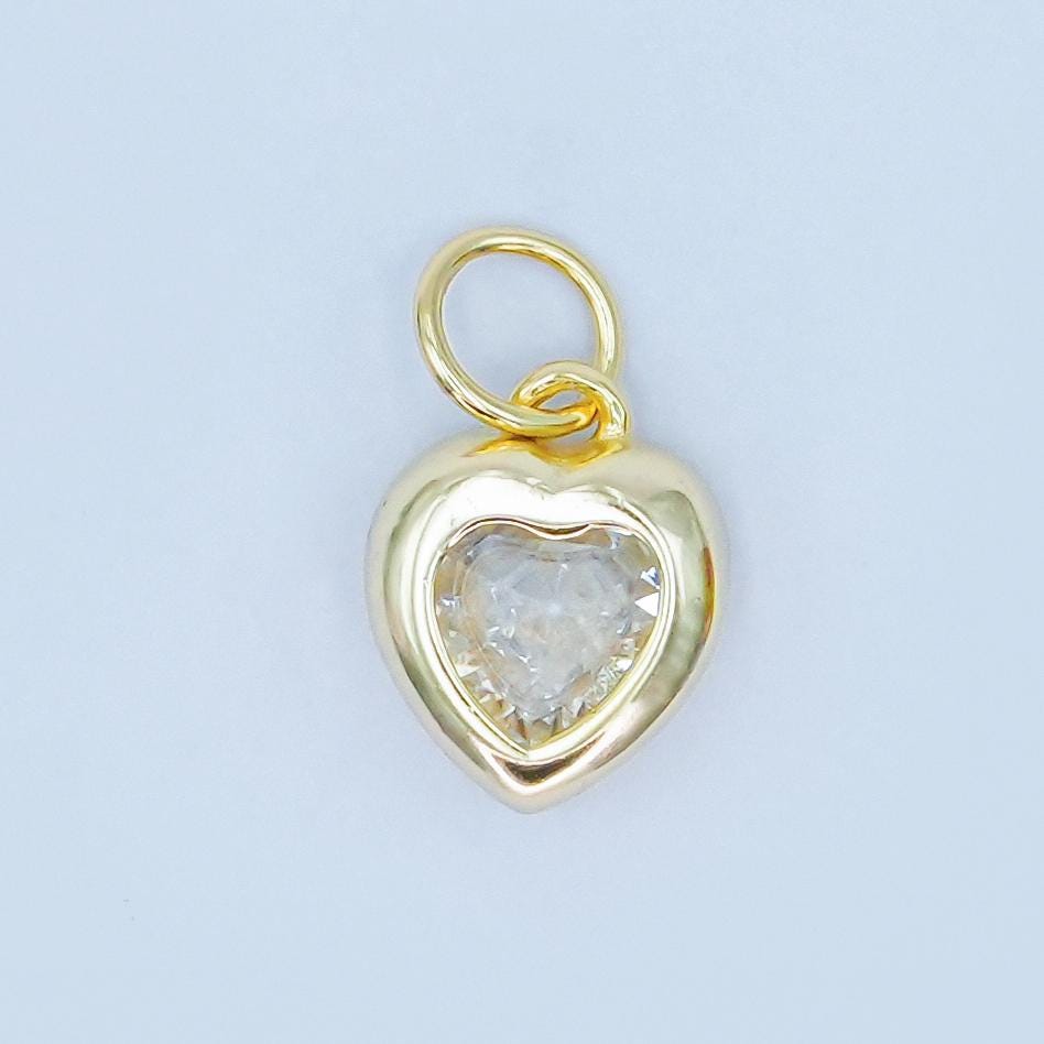 Mini 7.5mm Heart Bezel charm s925 Sterling Silver Heart charm Gold Vermeil heart charm for Minimalist Jewelry Making Supply SL-638