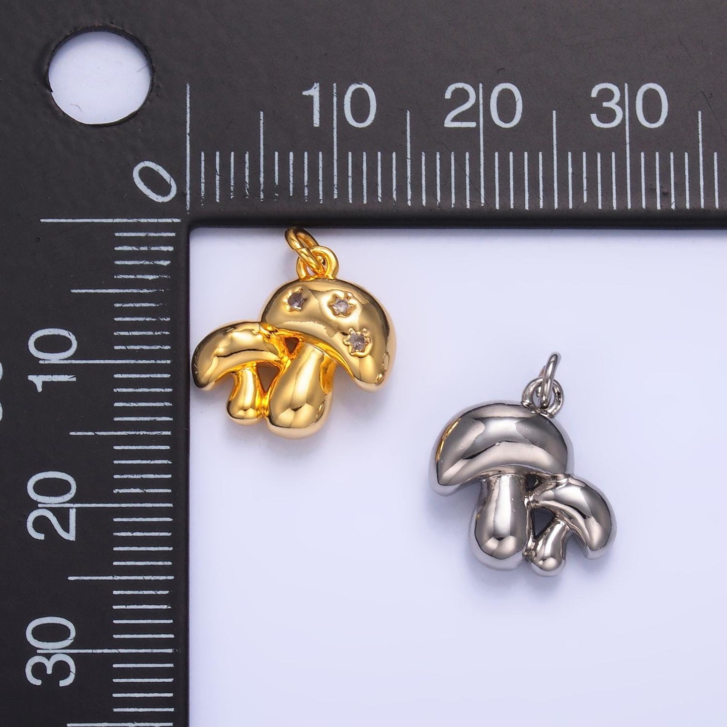 Tiny Double Gold Mushroom Charms 24K Gold Filled Shroomie Pendant Charm Bracelet Necklace for DIY Jewelry Making Supply W884