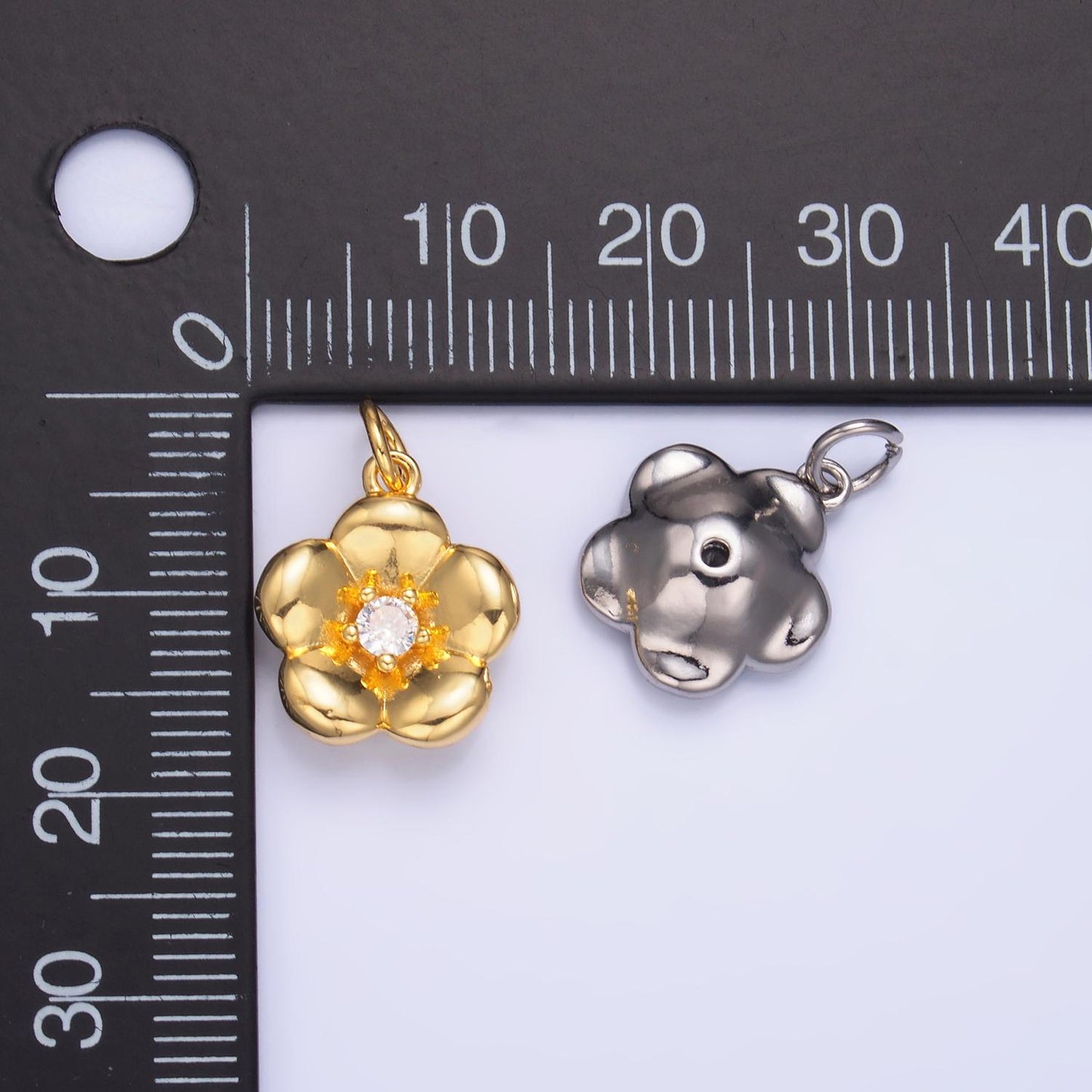 Silver Flower Charm 24K Gold Filled Flower petal Pendant Love Necklace for DIY Jewelry Making Supply W-869