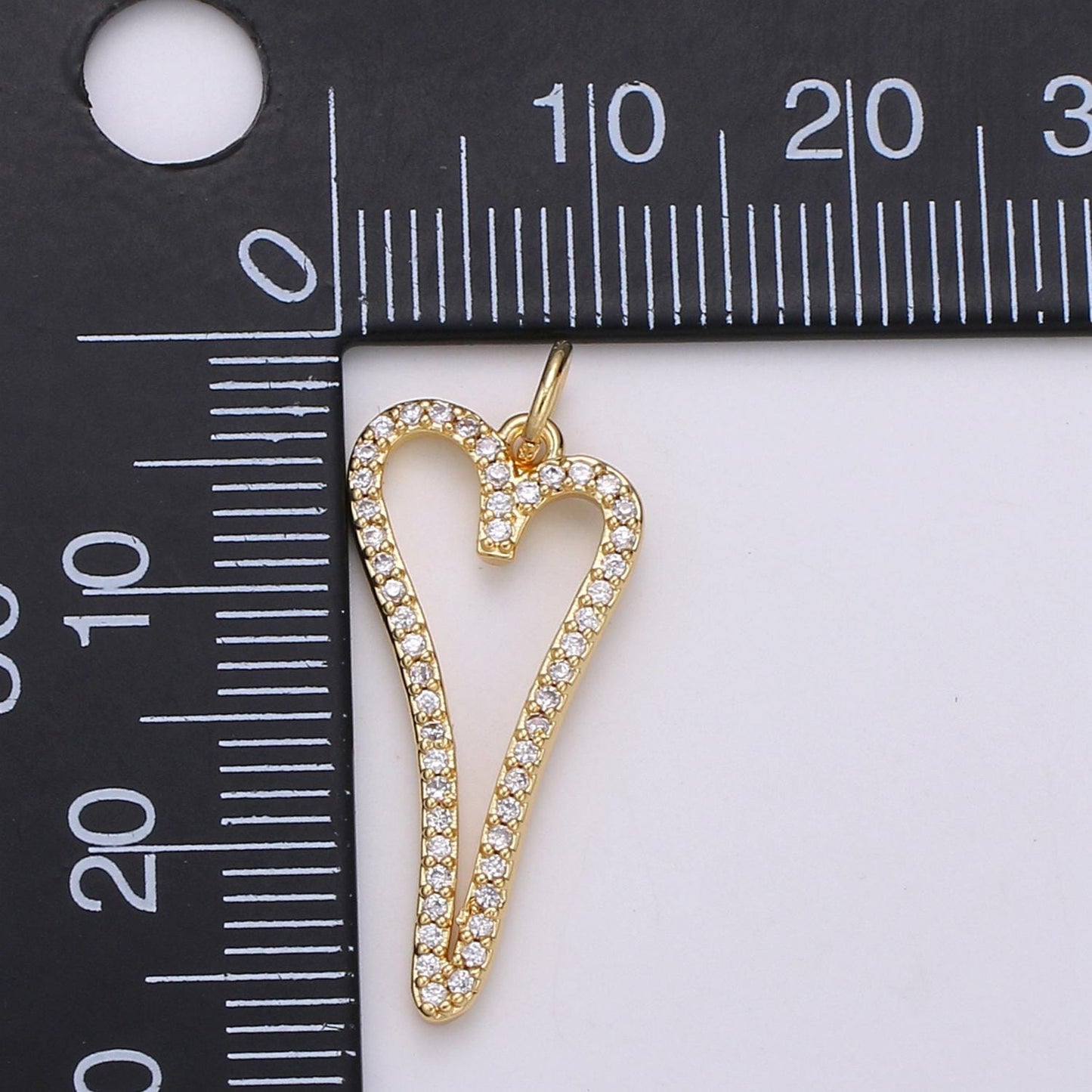 14k Gold Filled Heart with CZ Cut Out Shapes 27mm x 11mm | d793