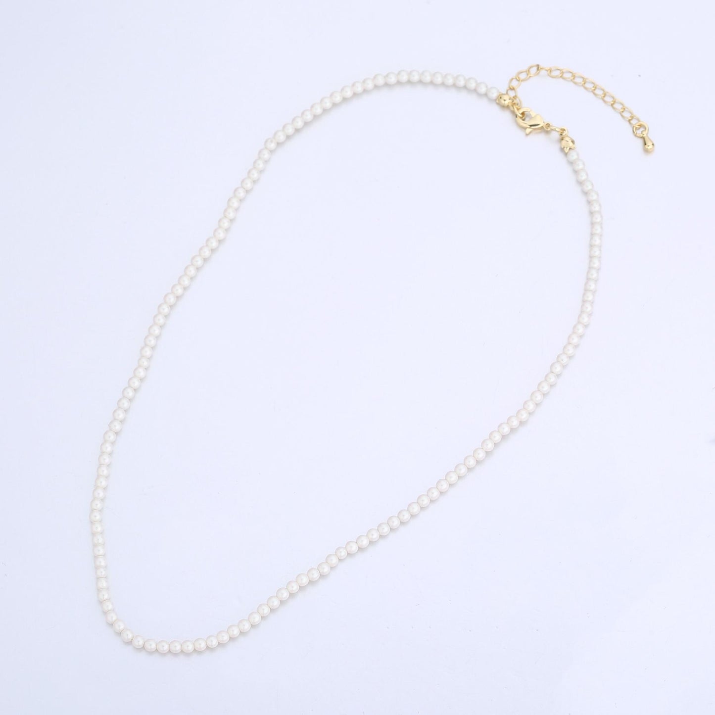 Handmade White Shell Pearl Necklace 17 inch + 2 inch extender for Layering minimalist Jewelry Making Supply WA2775
