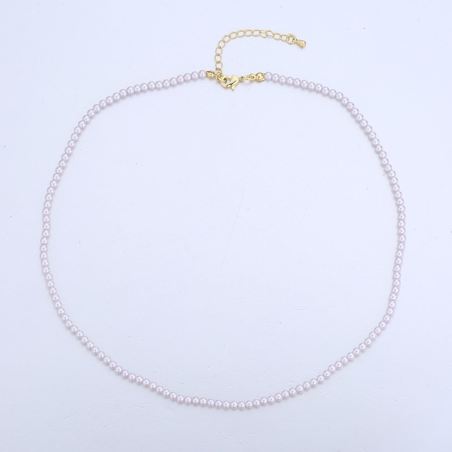 Handcrafted Lavender Shell Pearl Necklace 17 inch + 2 inch extender for Layering minimalist Jewelry Making Supply WA2780