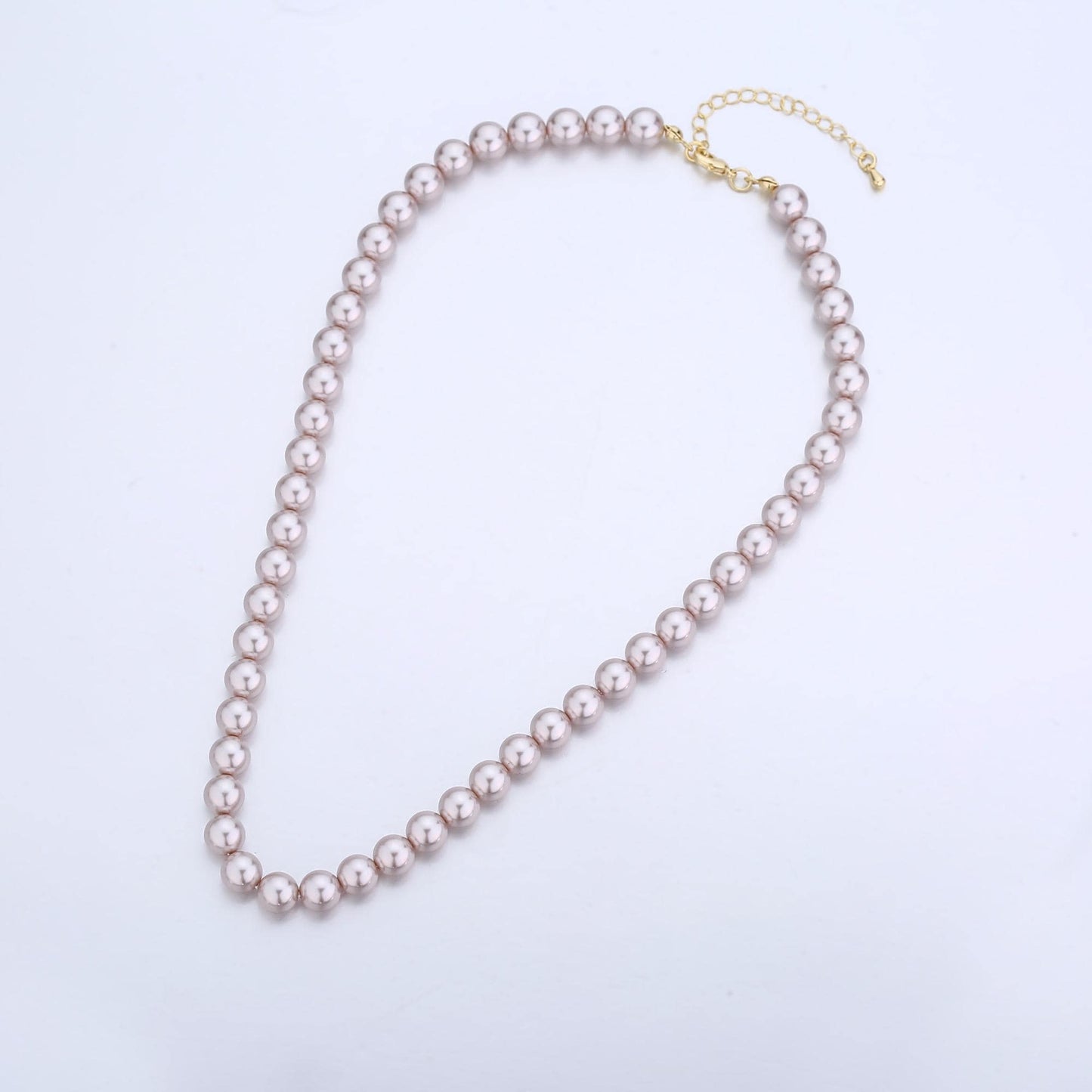 Handcrafted Champagne Shell Pearl Necklace 17 inch + 2 inch extender for Layering minimalist Jewelry Making Supply WA2826