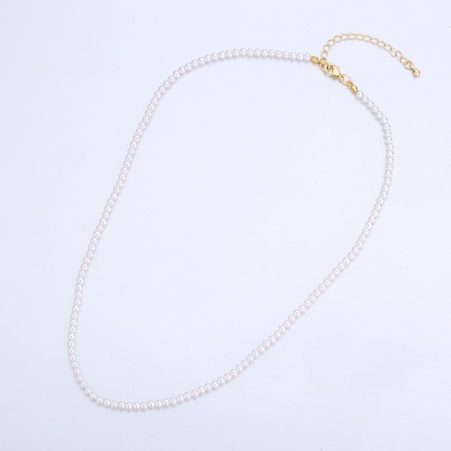 Handcrafted Pale Purple Shell Pearl Necklace 17 inch + 2 inch extender for Layering minimalist Jewelry Making Supply WA2838