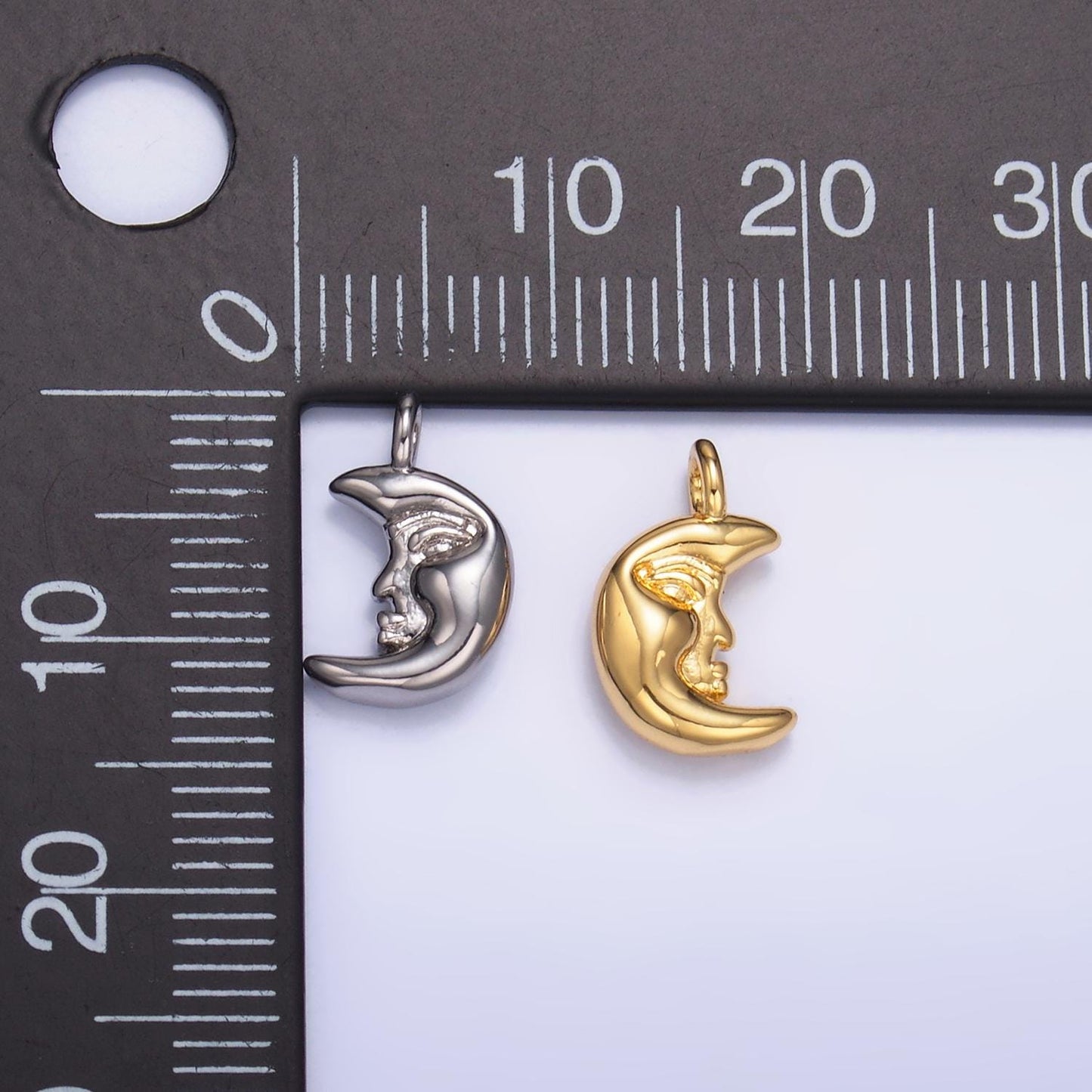 Mini Gold Moon Face charm crescent moon celestial charm for jewelry making W-833