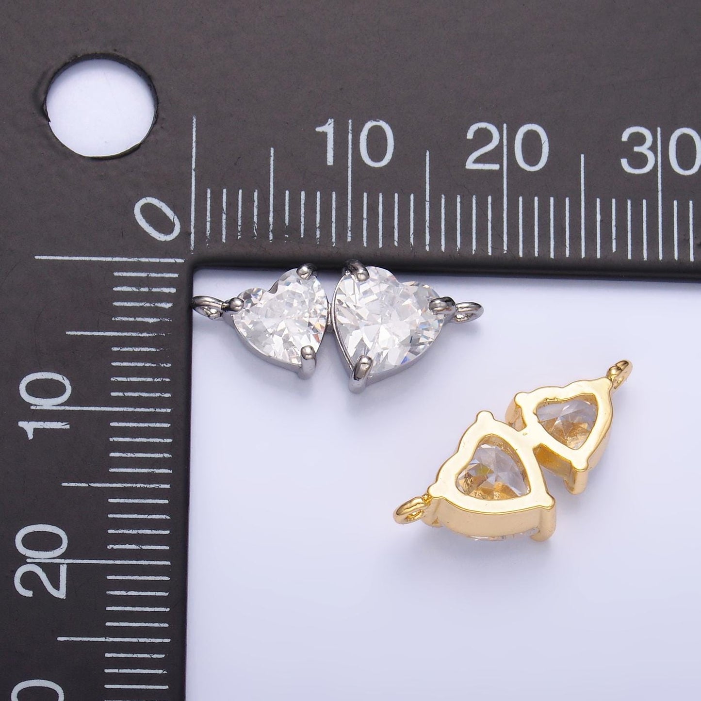 Gold micro pave love jewelry dainty double heart link connector floating hearts charm for bracelet necklace supply Y003