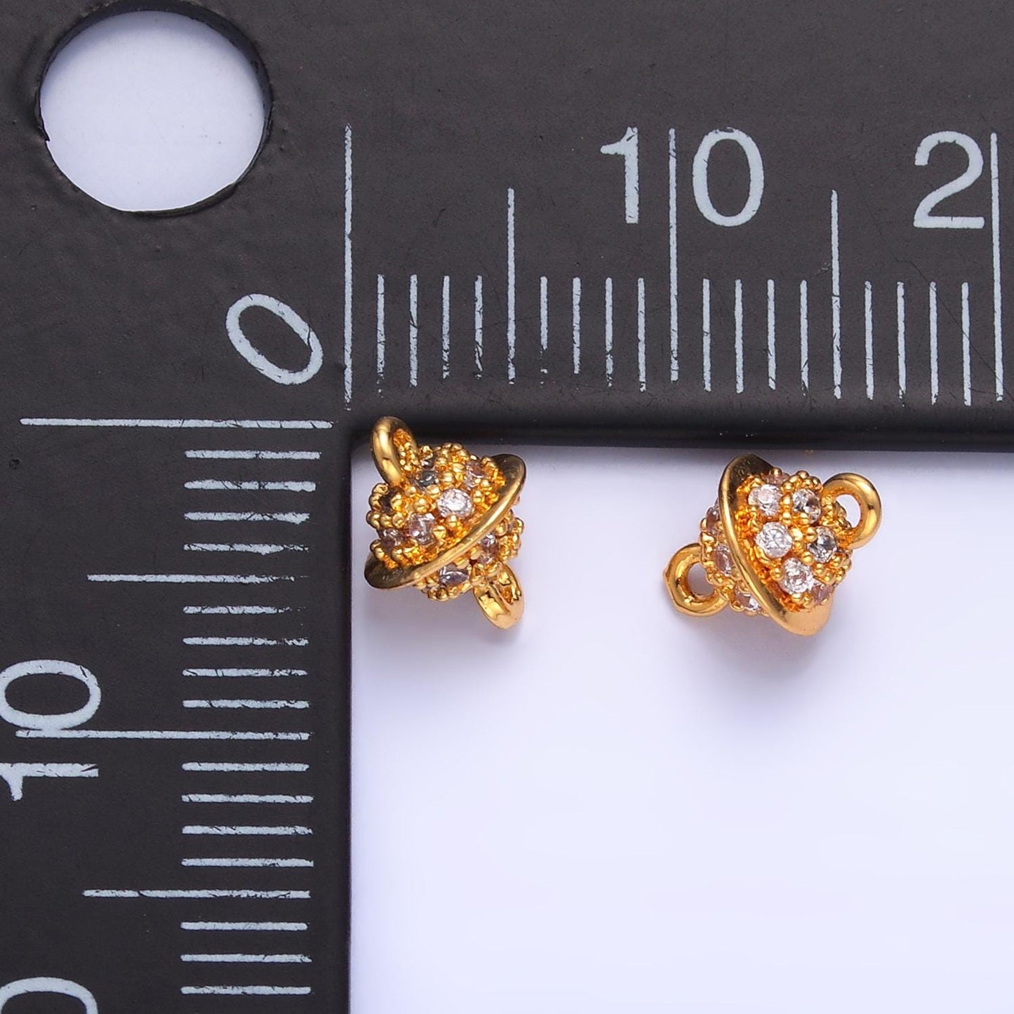 24K Gold Filled Micro Paved CZ Round Ball Connector | Y009