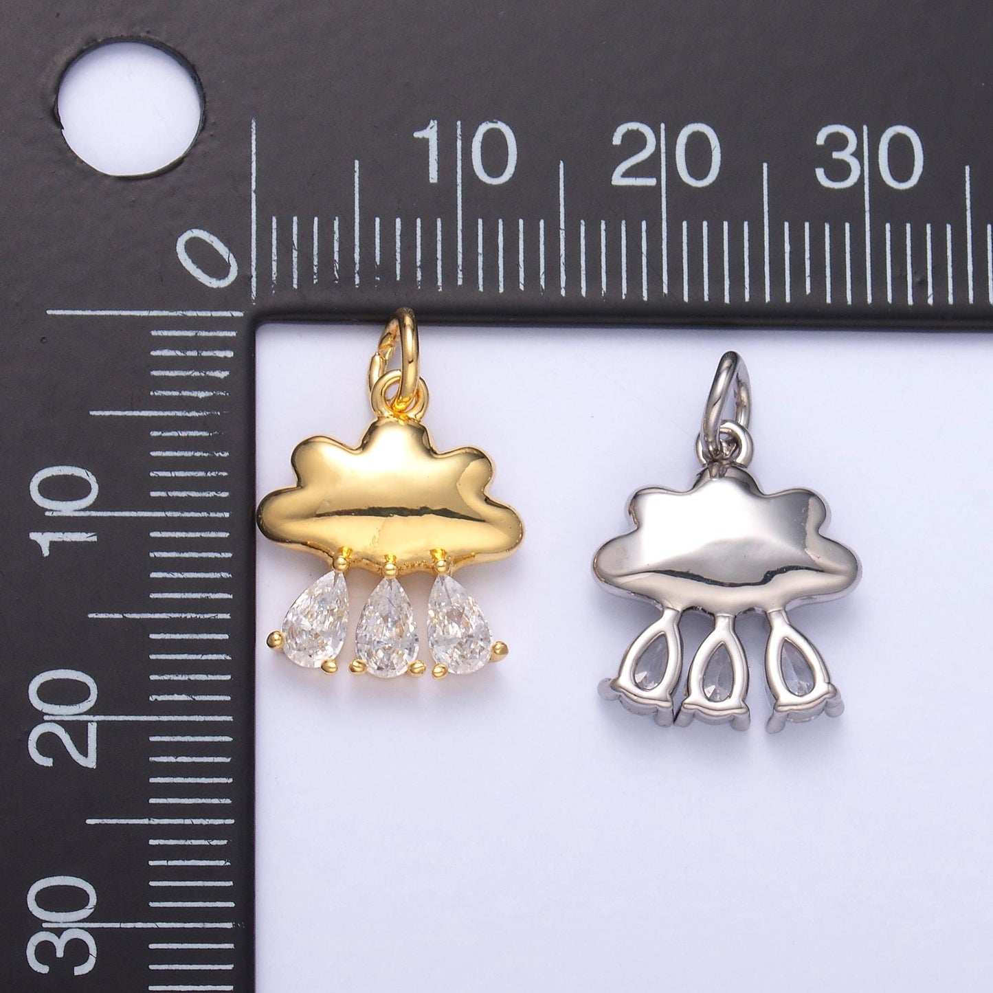 Mini Cute Cloud Charm with CZ Rain Drop for Bracelet Necklace Earring Supply C057