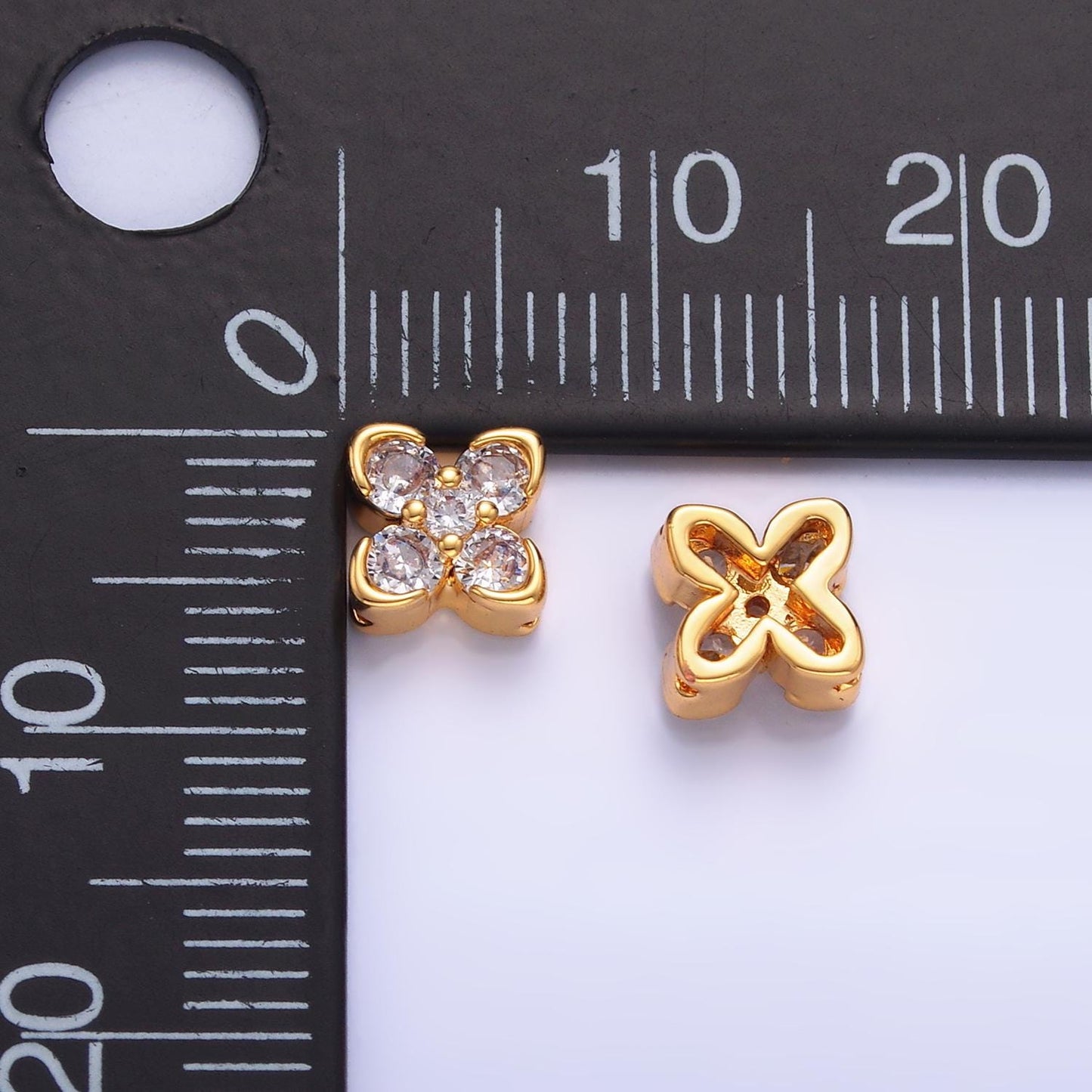 Mini Cubic Flower Bead Spacer 24k gold filled bead spacer in gold B-317