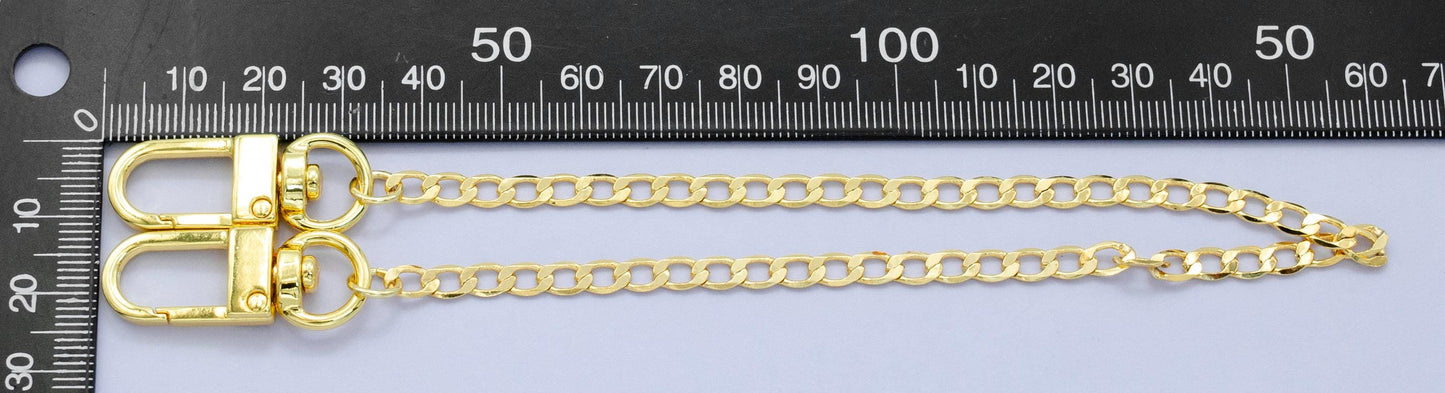 Long 24k Gold Filled Curb chain 11.5 inch for Party Bag Charm Supply DIY Supply for Purse Charm Jewelry Making WA-2931