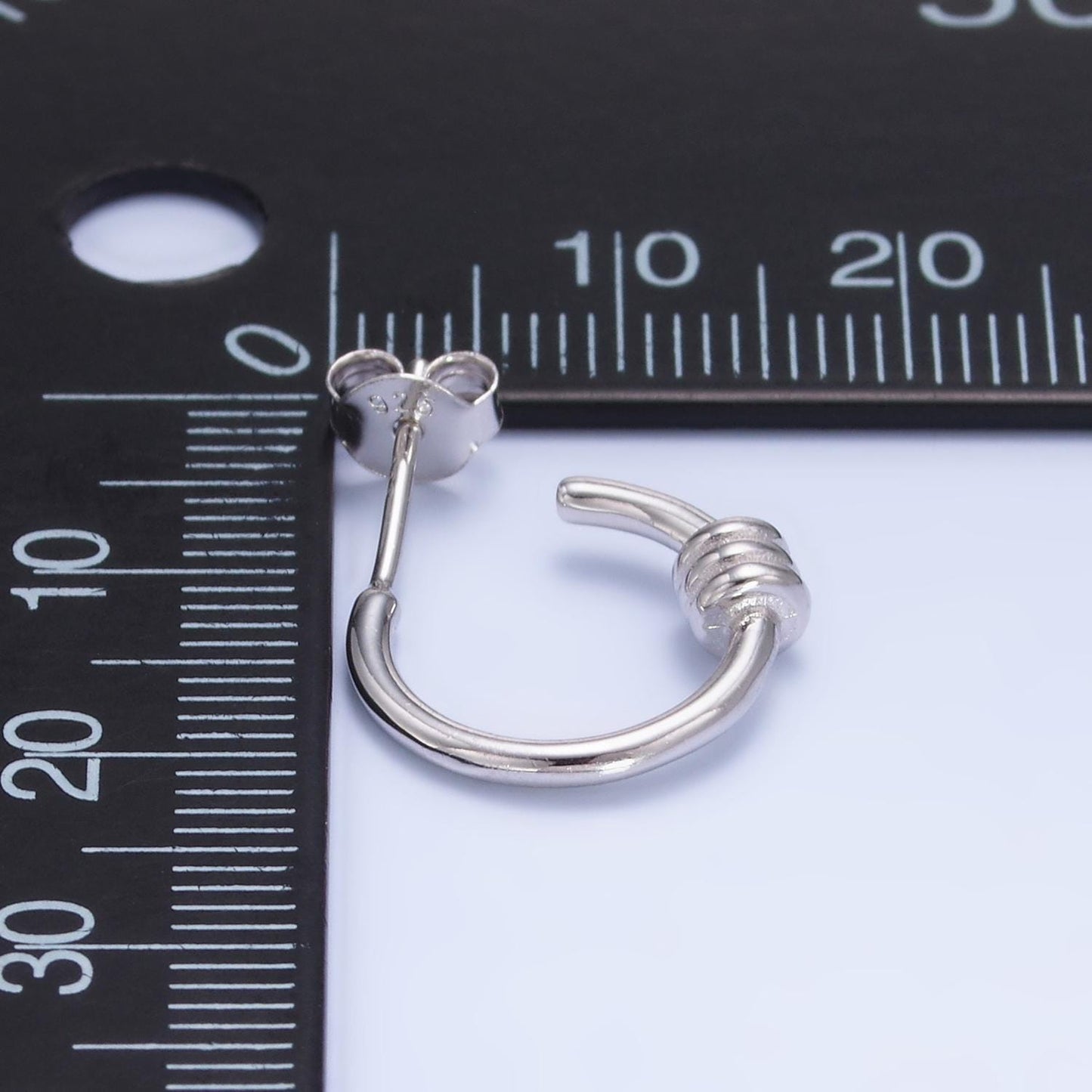 Minimalist Sterling Silver Hoop Earrings 16mm Classic Stud Knot Hoop Earrings Lightweight Stackable Earrings Mother Day Gift idea SL-580