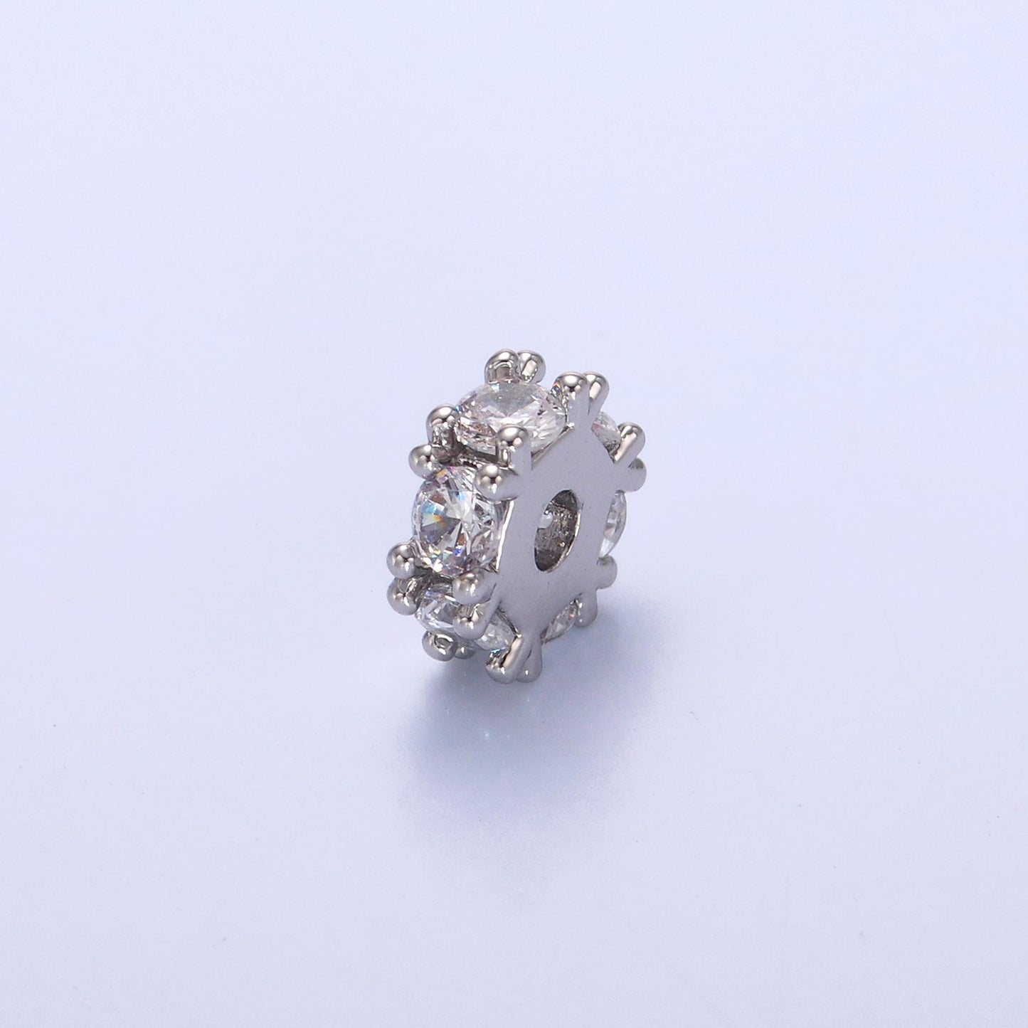 24K Gold Filled CZ Micro Pave Rondelle Small Hole Spacer Beads for Bead Bracelet Charm Necklace B635