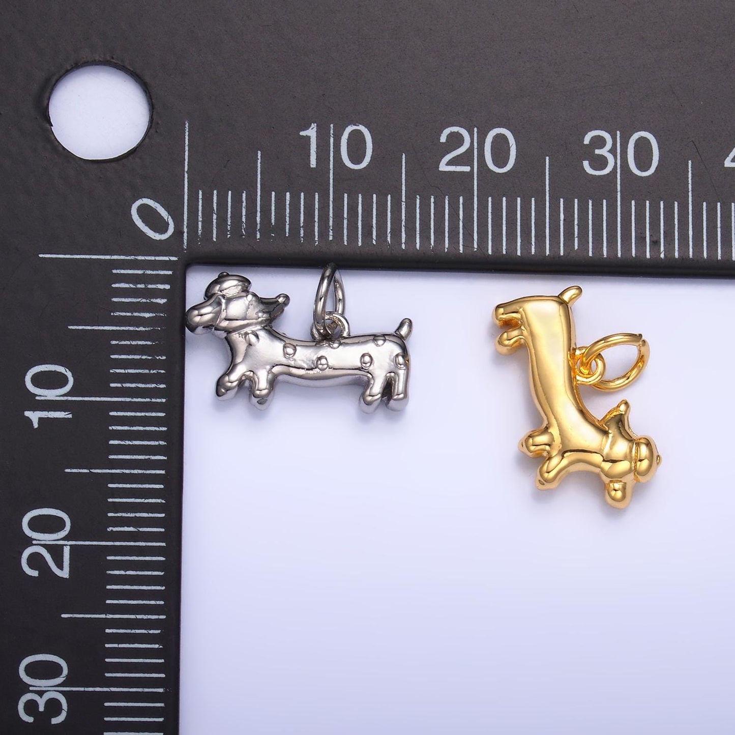 24k gold filled wiener dog dachshund charm 9.6x15mm charm silver bracelet necklace pendant animal charms W876