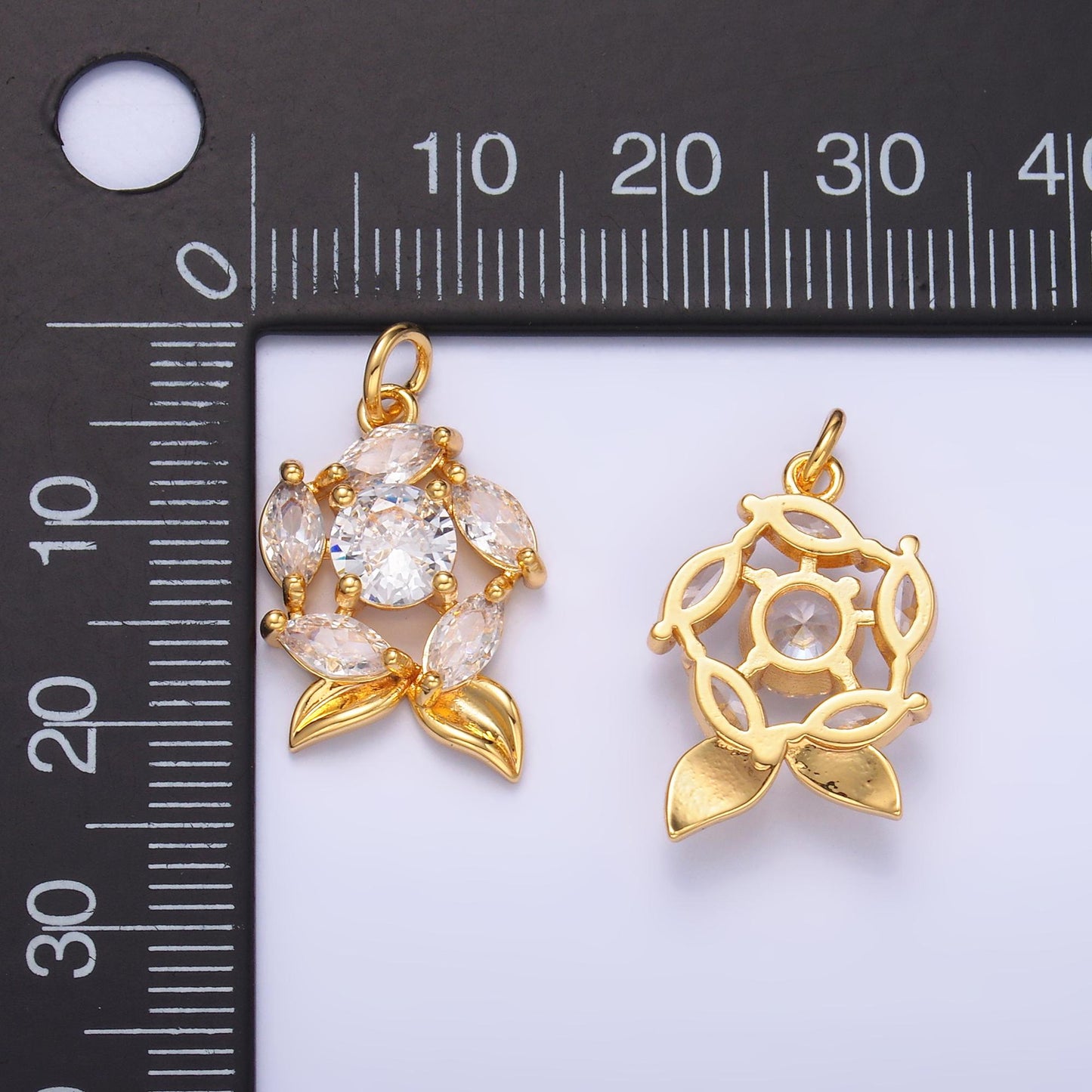 Cubic Flower Charm 24K Gold Filled Flower Pendant Floral Necklace for DIY Jewelry Making Supply x915
