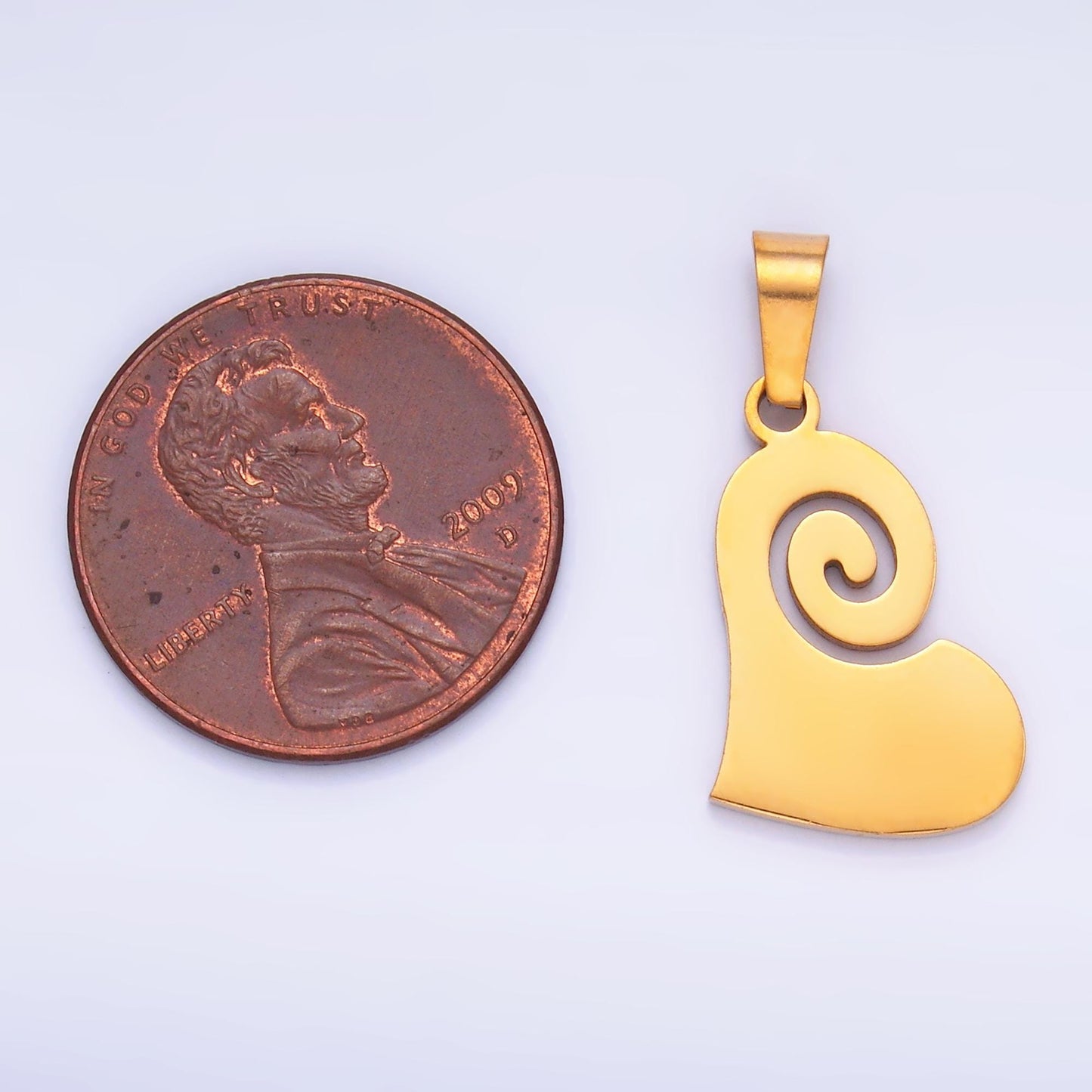 PVD Gold Plating Stainless Steel Swirl Heart Charm Love Jewelry Making Supply | P-1552