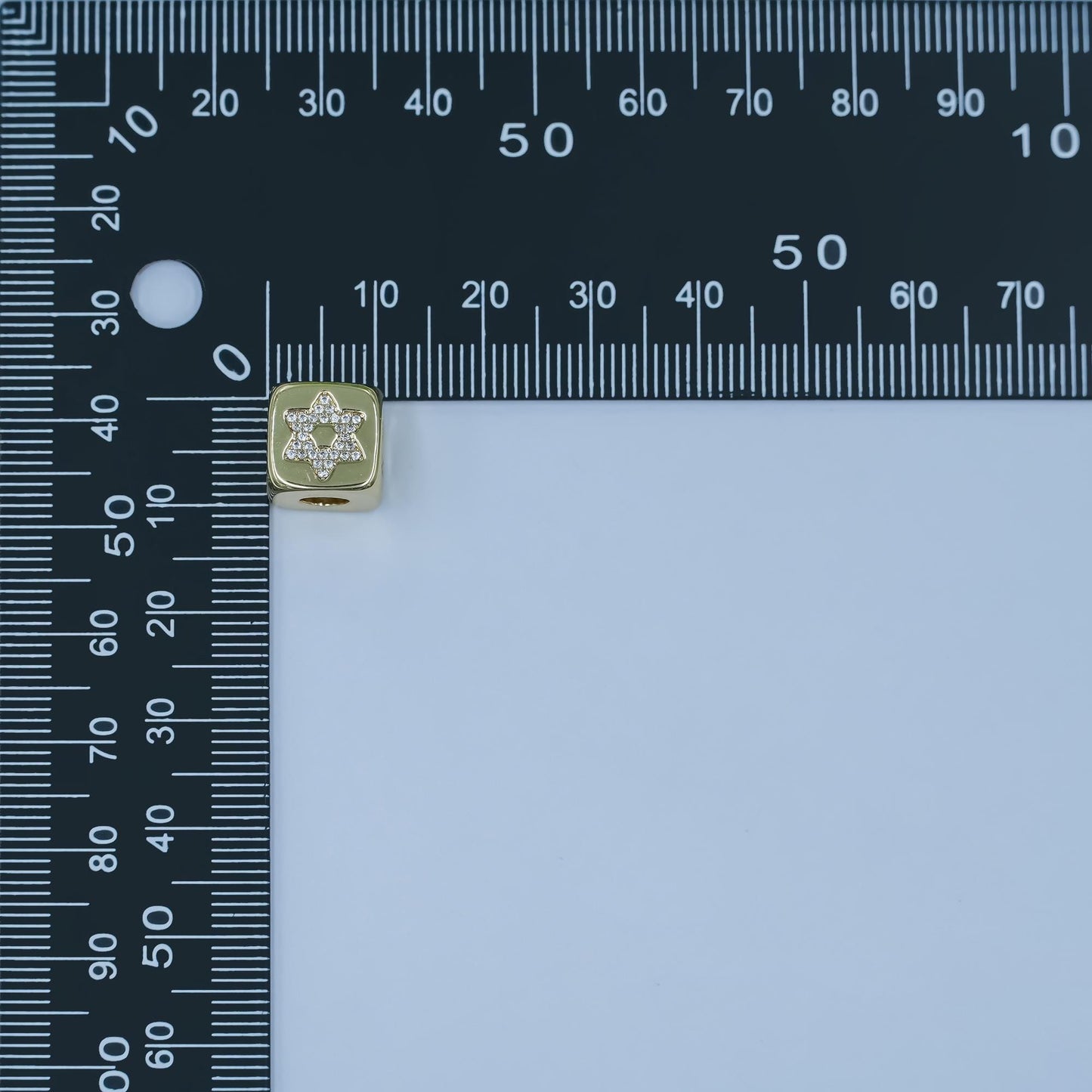 24k gold filled cz Chai Hebrew Jewish Square beads Spacer for Bracelet Component | B-239