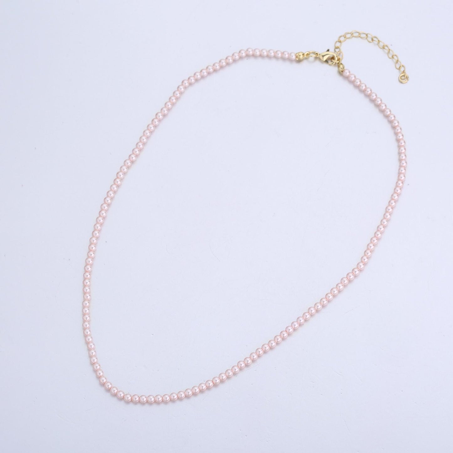 Handcrafted Soft Pink Shell Pearl Necklace 17 inch + 2 inch extender for Layering minimalist Jewelry Making Supply WA2785