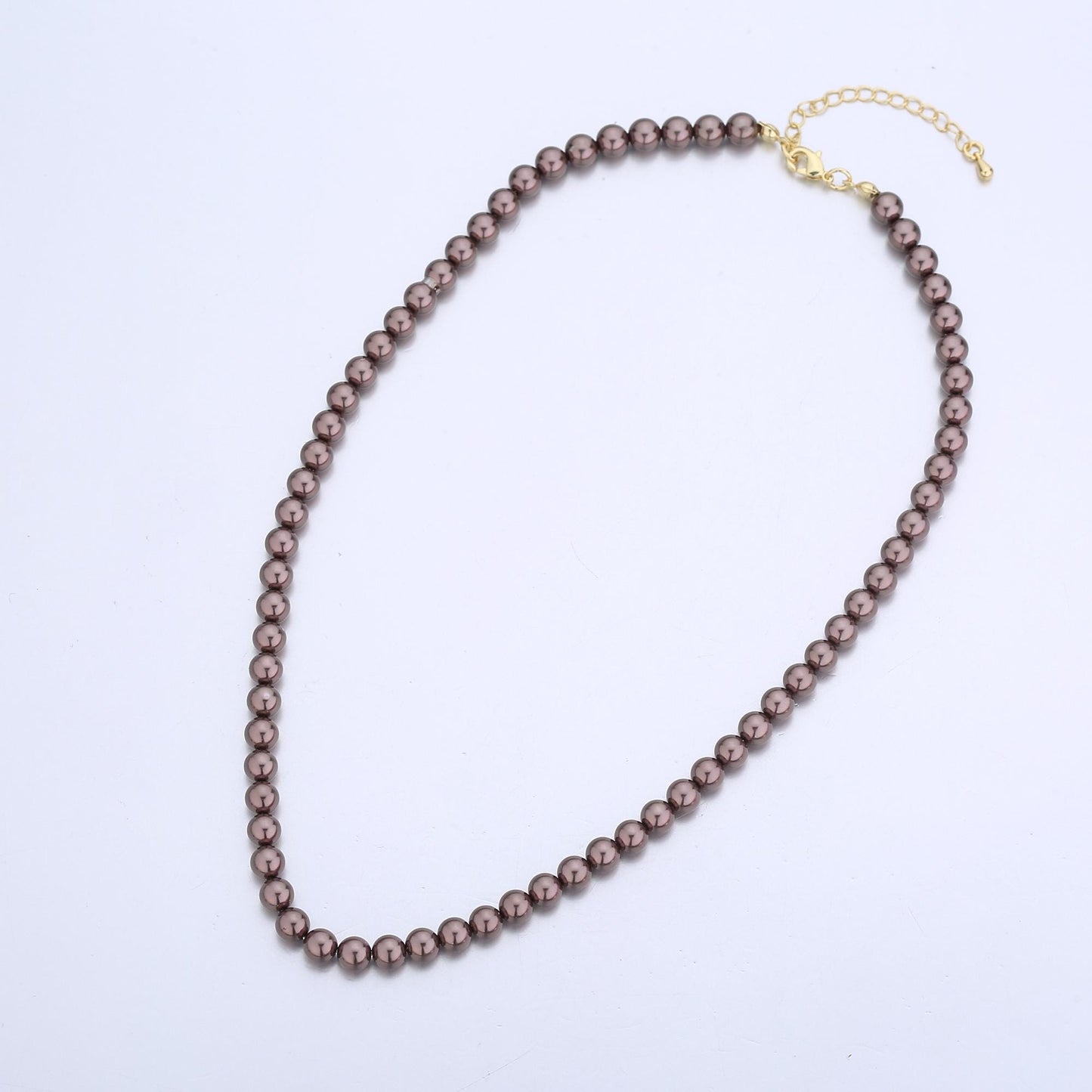 Handmade Brown Shell Pearl Necklace 17 inch + 2 inch extender for Layering minimalist Jewelry Making Supply WA2815