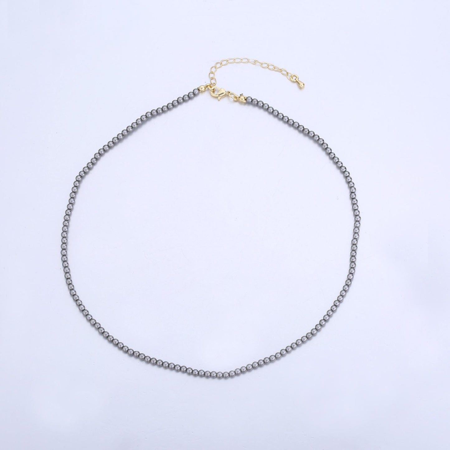 Handcrafted Dark Grey Shell Pearl Necklace 17 inch + 2 inch extender for Layering minimalist Jewelry Making Supply WA2843