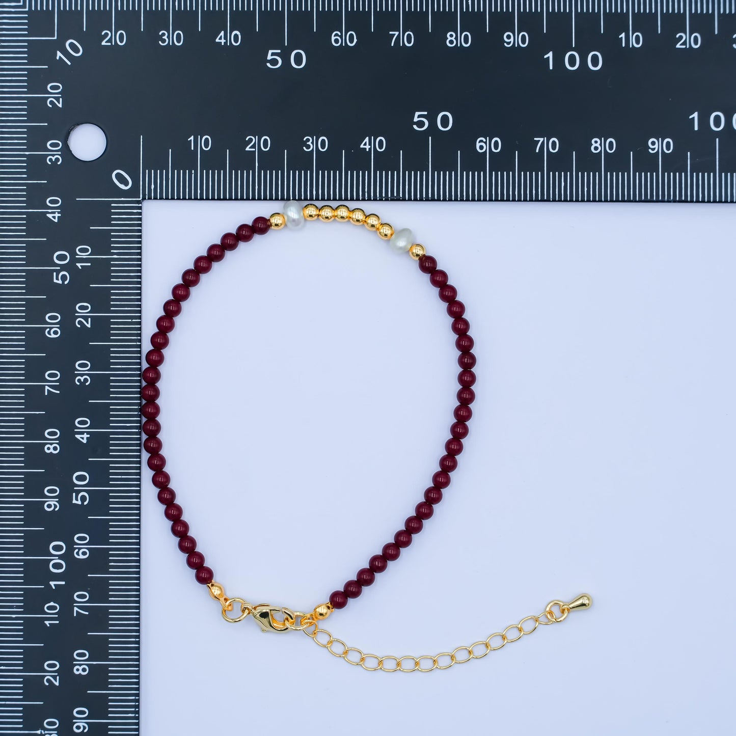 Handcrafted Red Beaded Bracelet for Summer Jewelry Handmade Gift Idea 7.6 inch Long WA2879