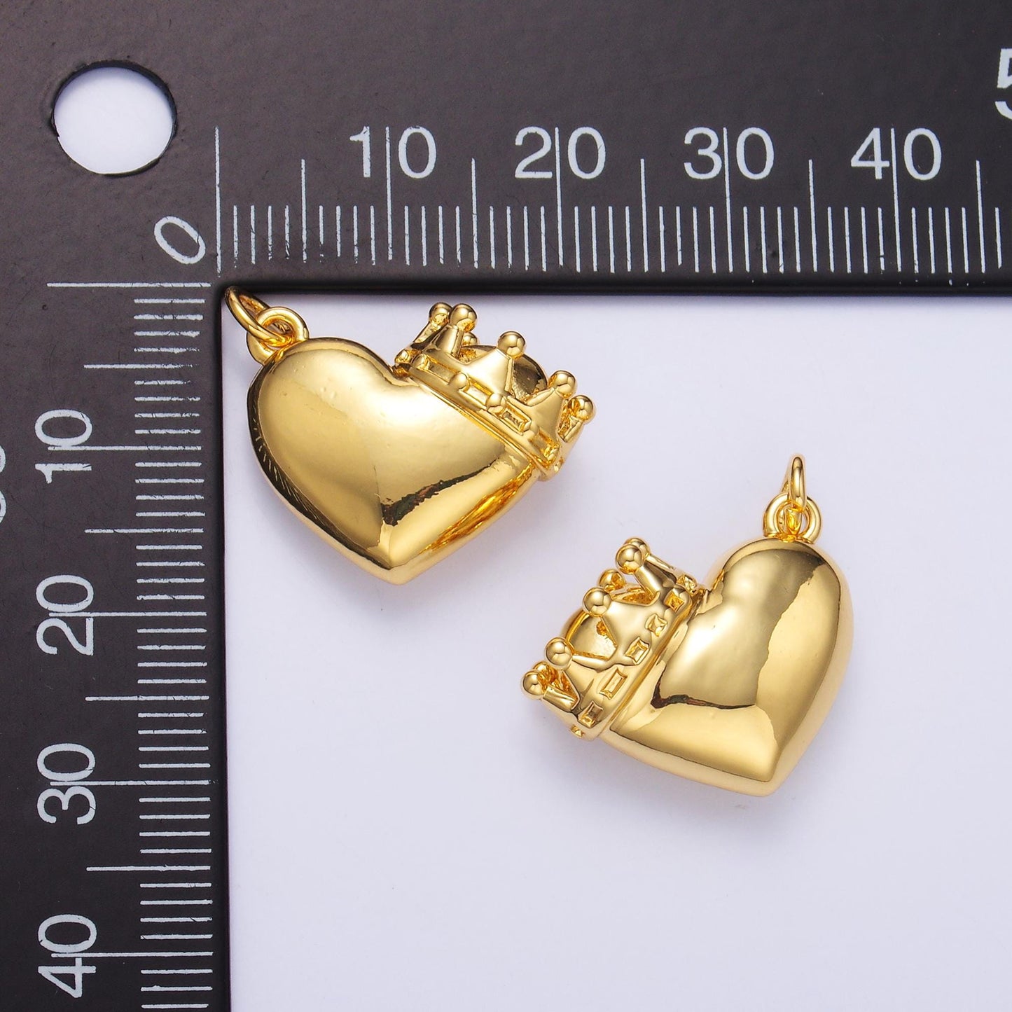 Gold Crown Heart Pendant Charm, Silver Crown Pendant Charm for Dangle Drop Charm C038