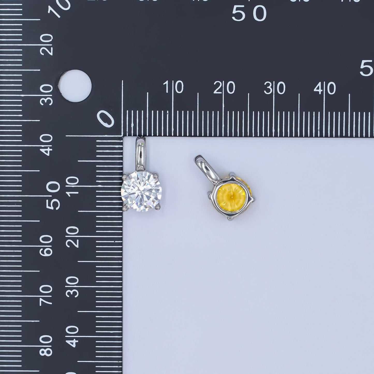 Silver Solitaire Blue Clear Yellow CZ Pendant Drop Charm AA1425