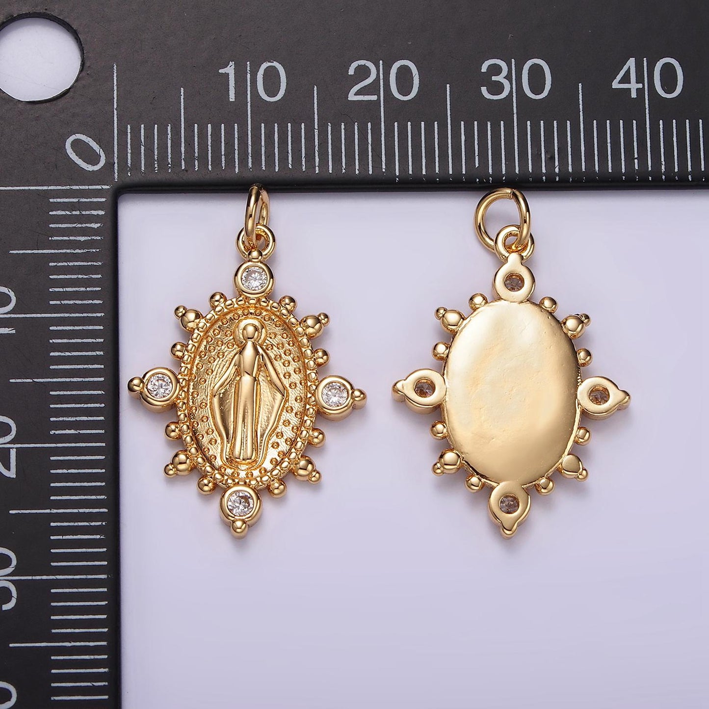 24k gold filled miraculous lady pendant delicate micro pave charm necklace for religious jewelry pendant W-487